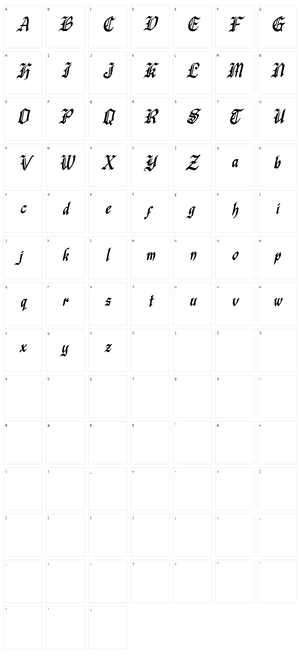 Black Window Character Set