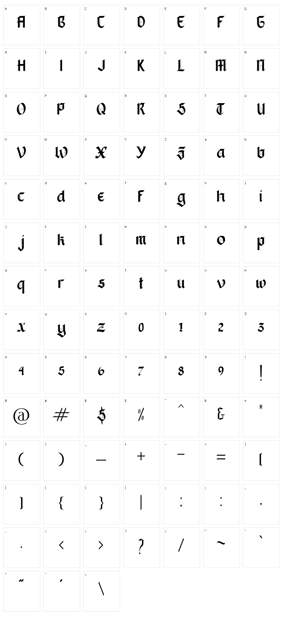 Blackbox Character Set