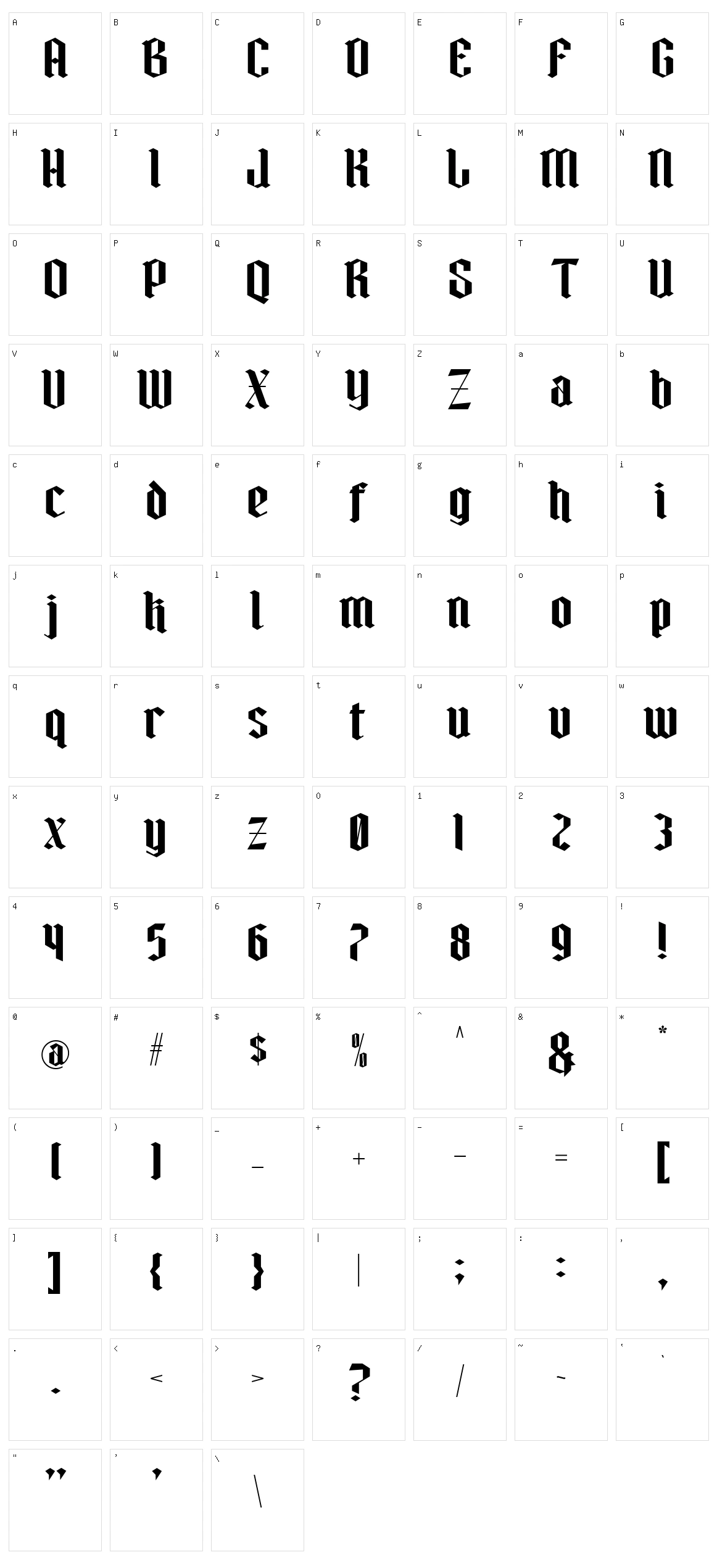 Blackiron Character Set