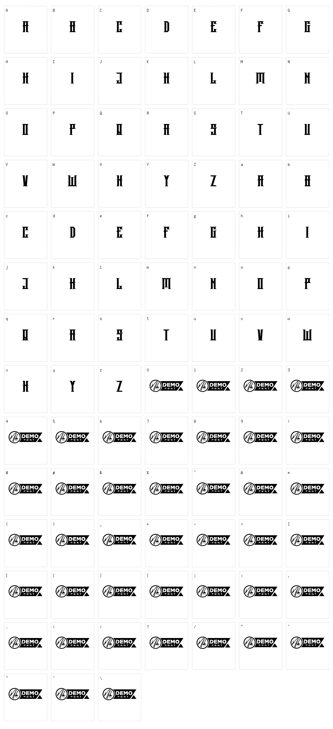 Blackjet Character Set