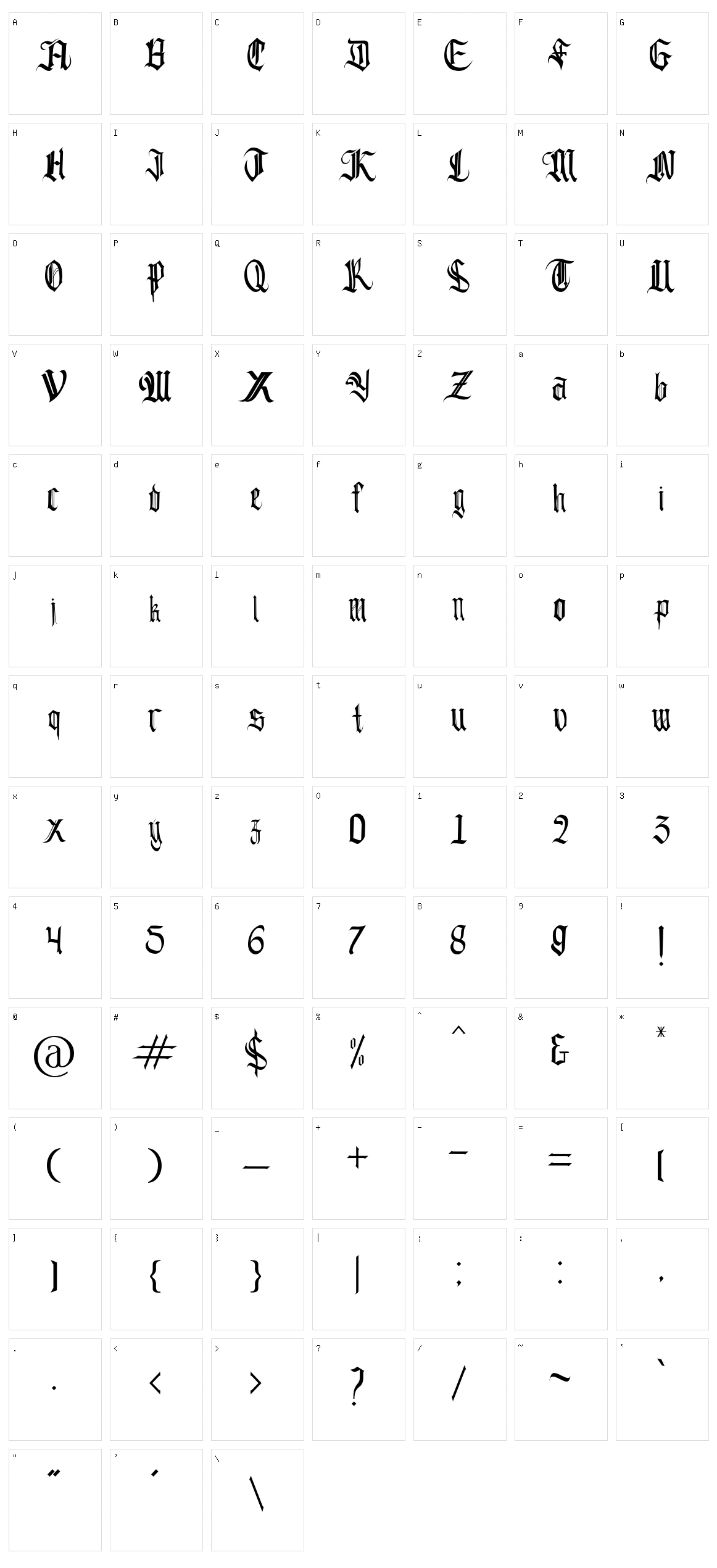 Blackshadow Character Set