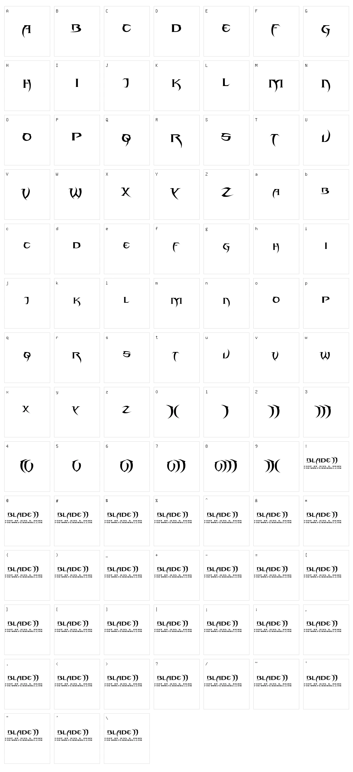 Blade 2 Character Set