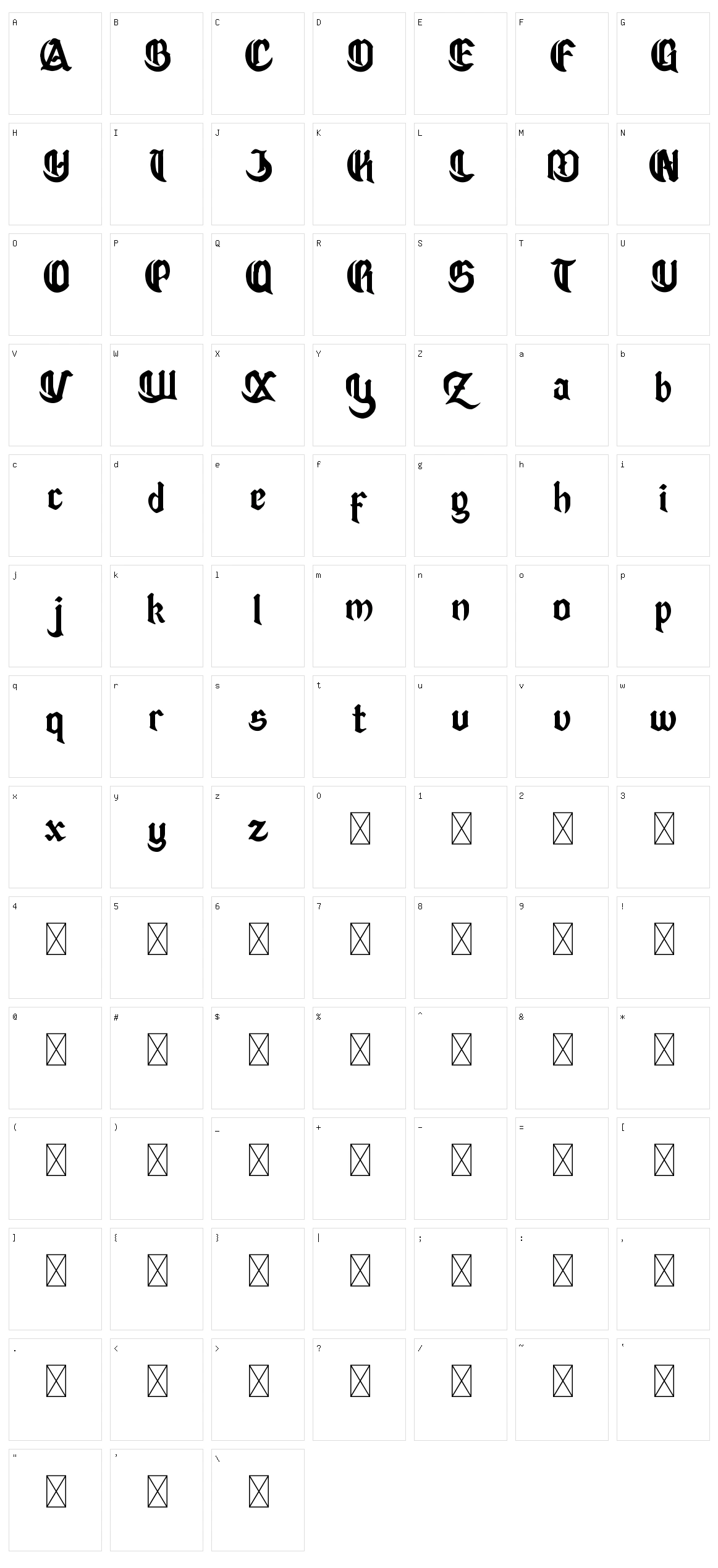 Blowiz Character Set