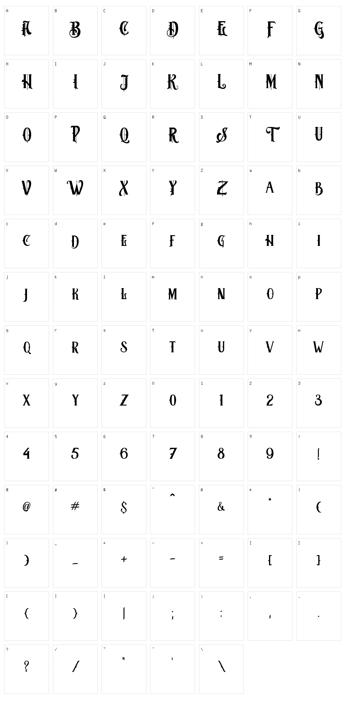 Bombaya Character Set