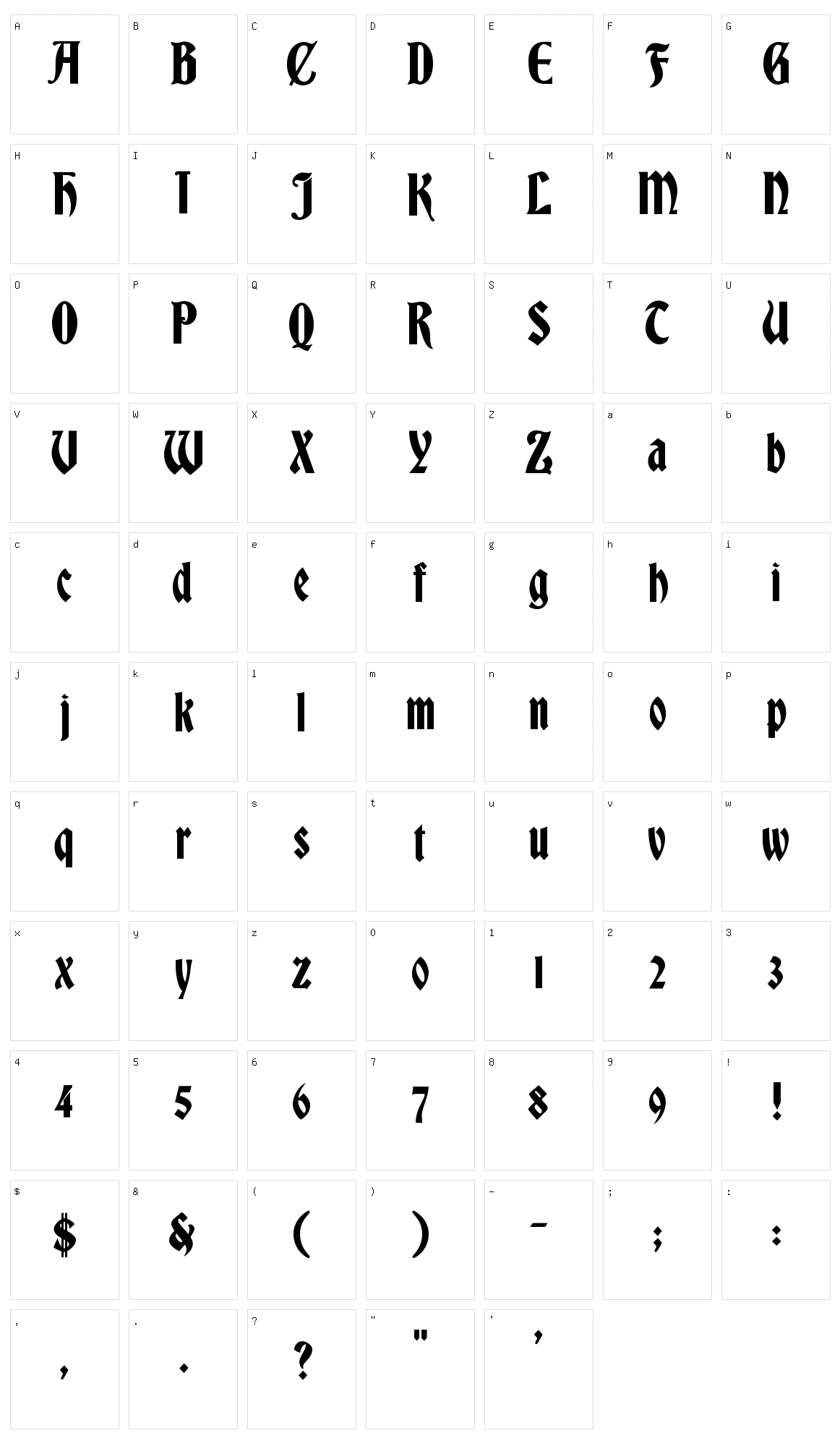 Bradley Gratis Character Set