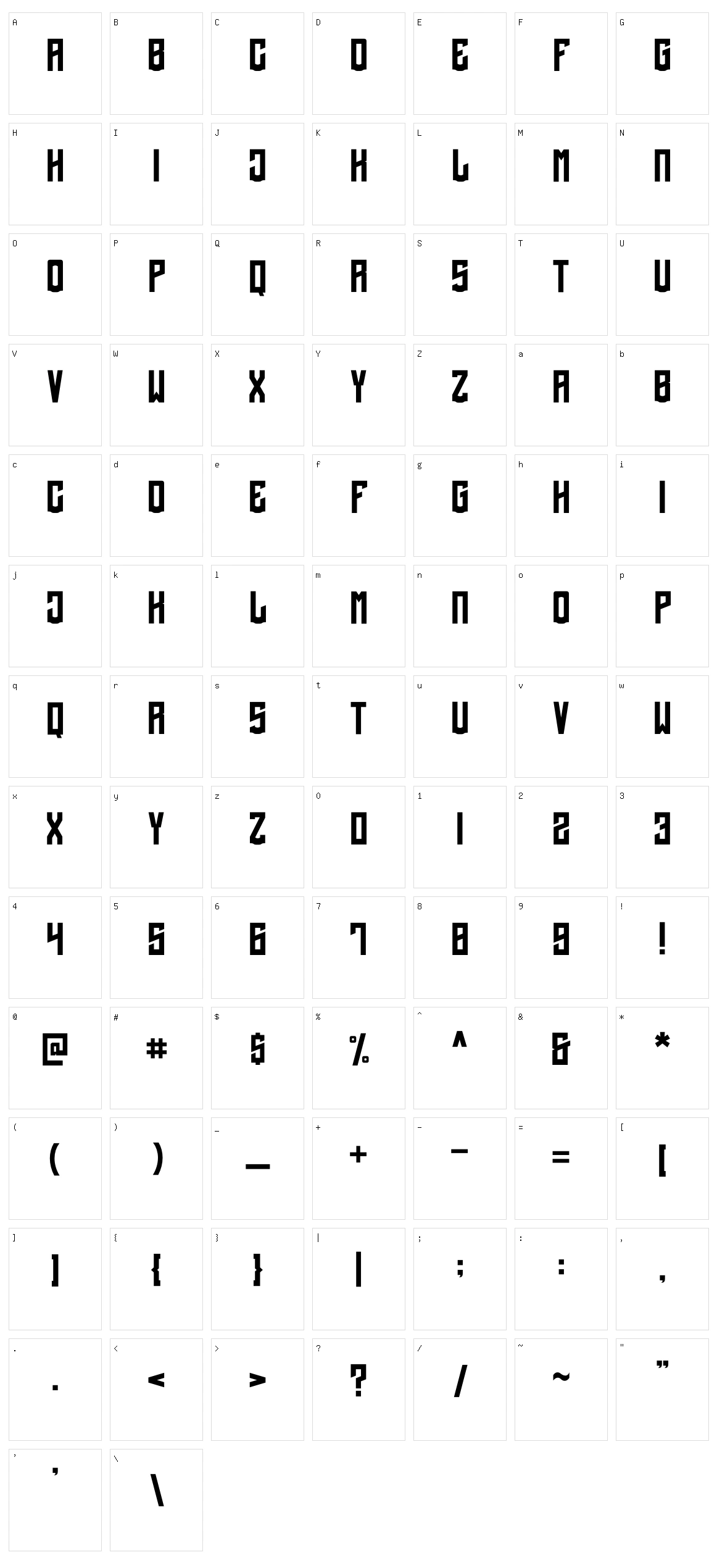 Brewox Character Set