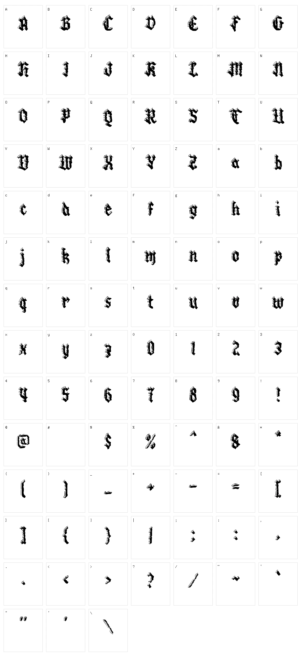 c Cerpen Character Set