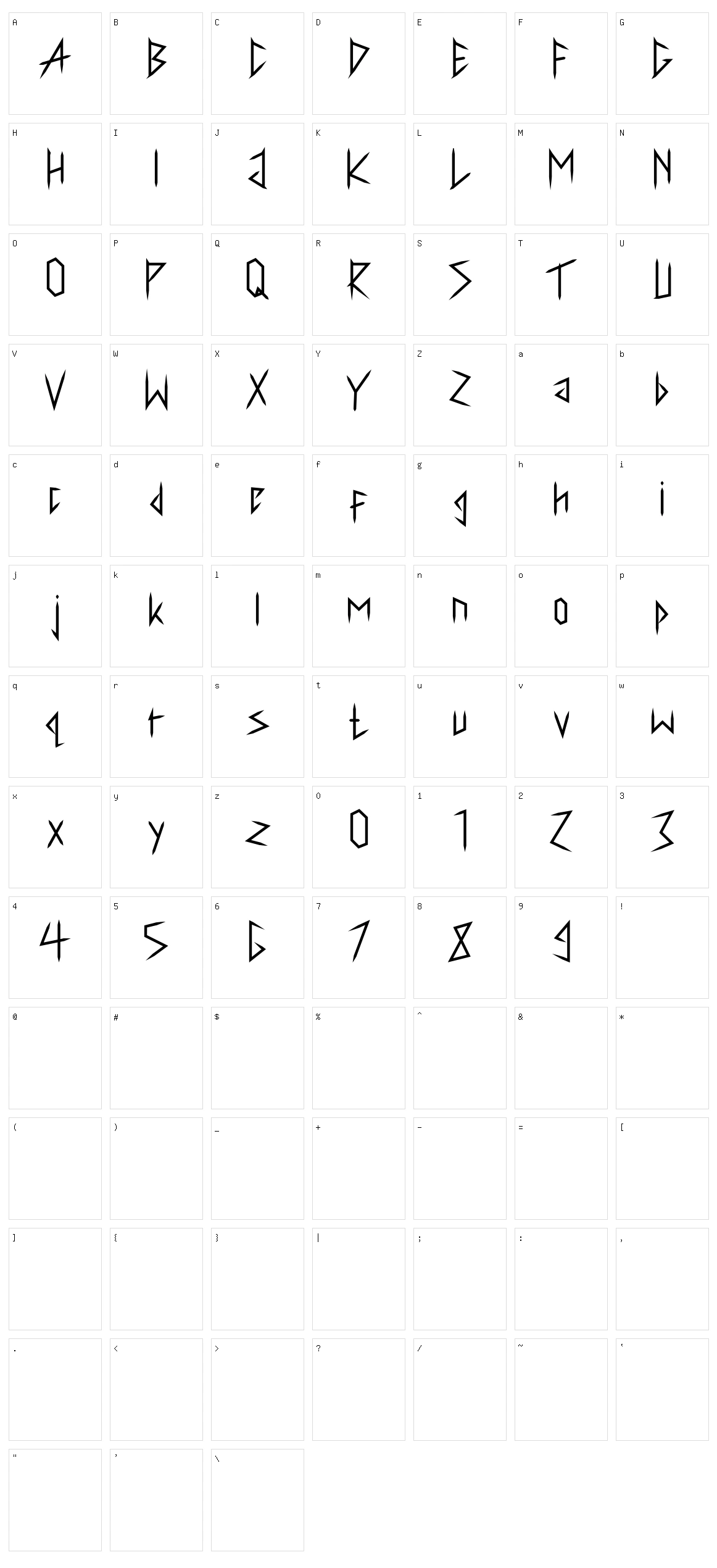 Calcaries Character Set