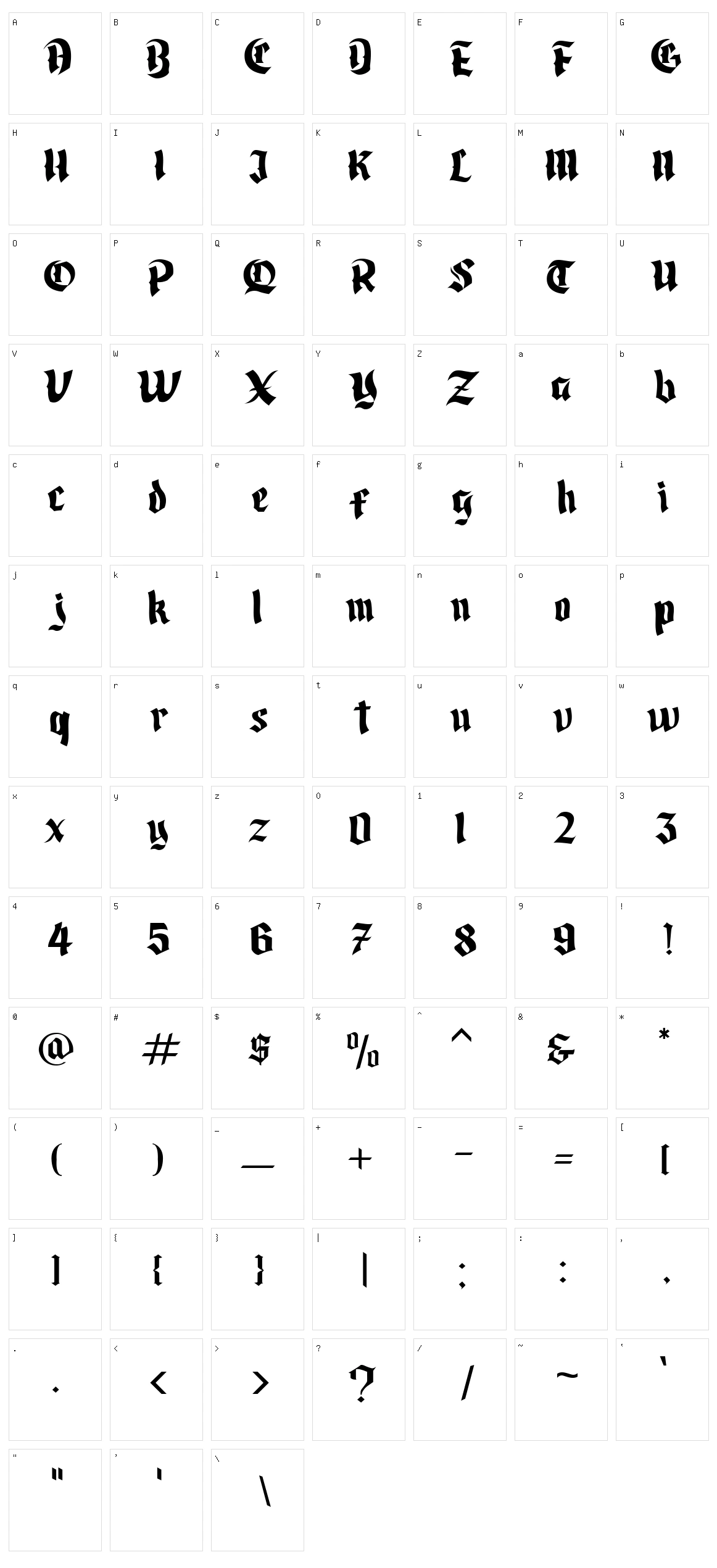 Cardanaya Character Set