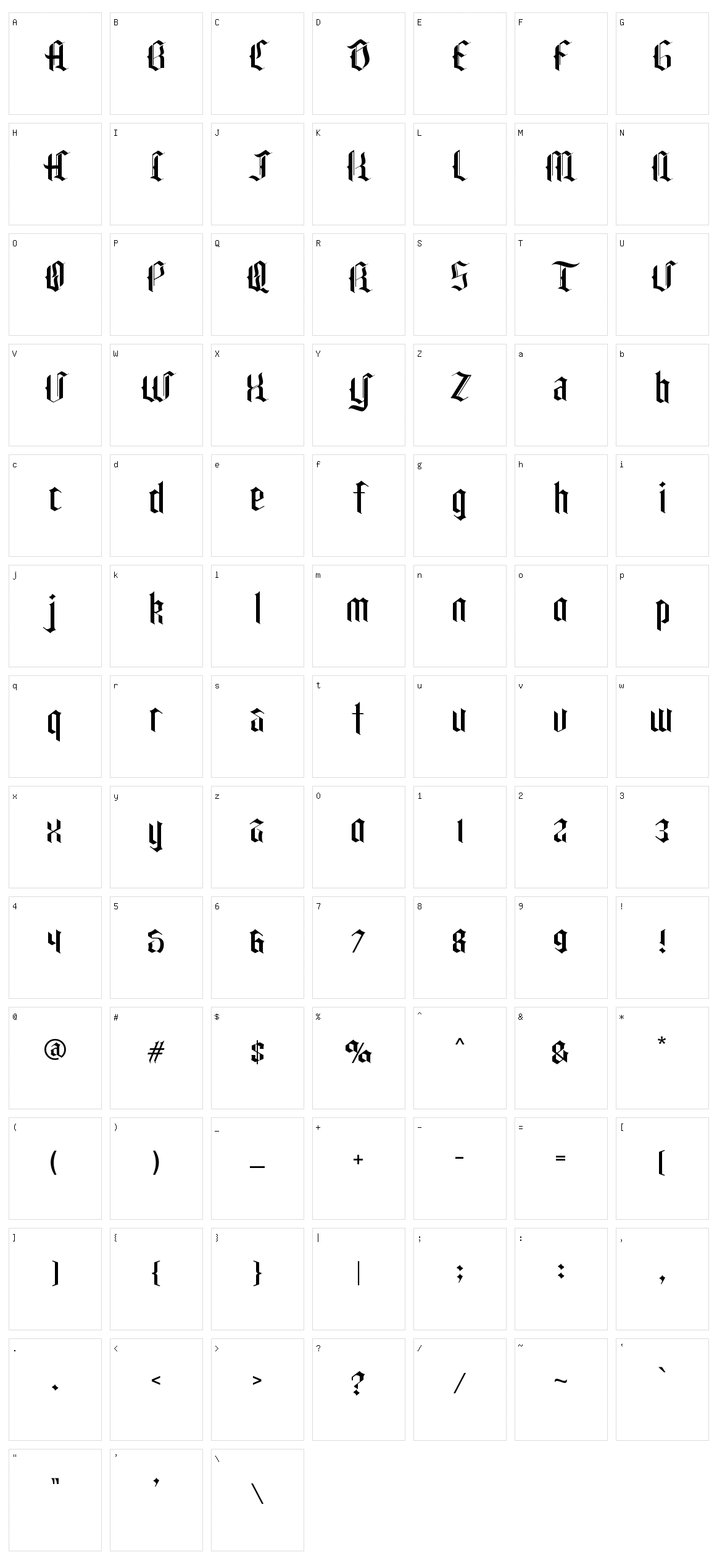 Carglos Character Set