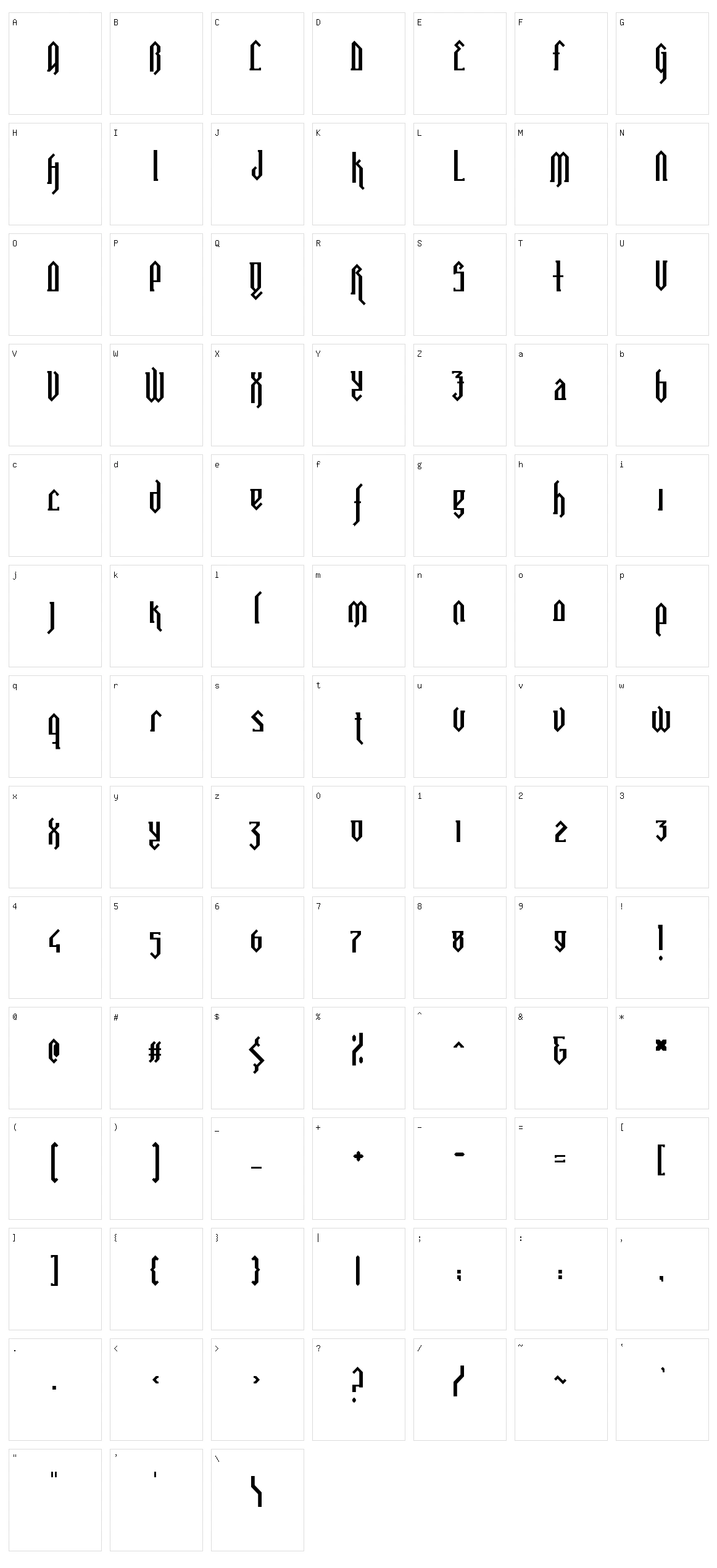 Catafalque Character Set