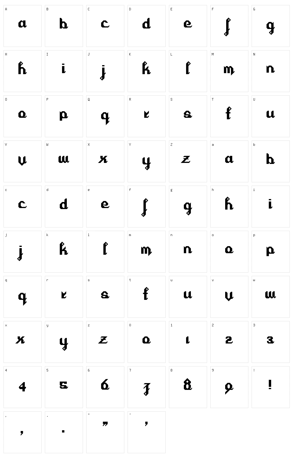 Cursivertex Character Set