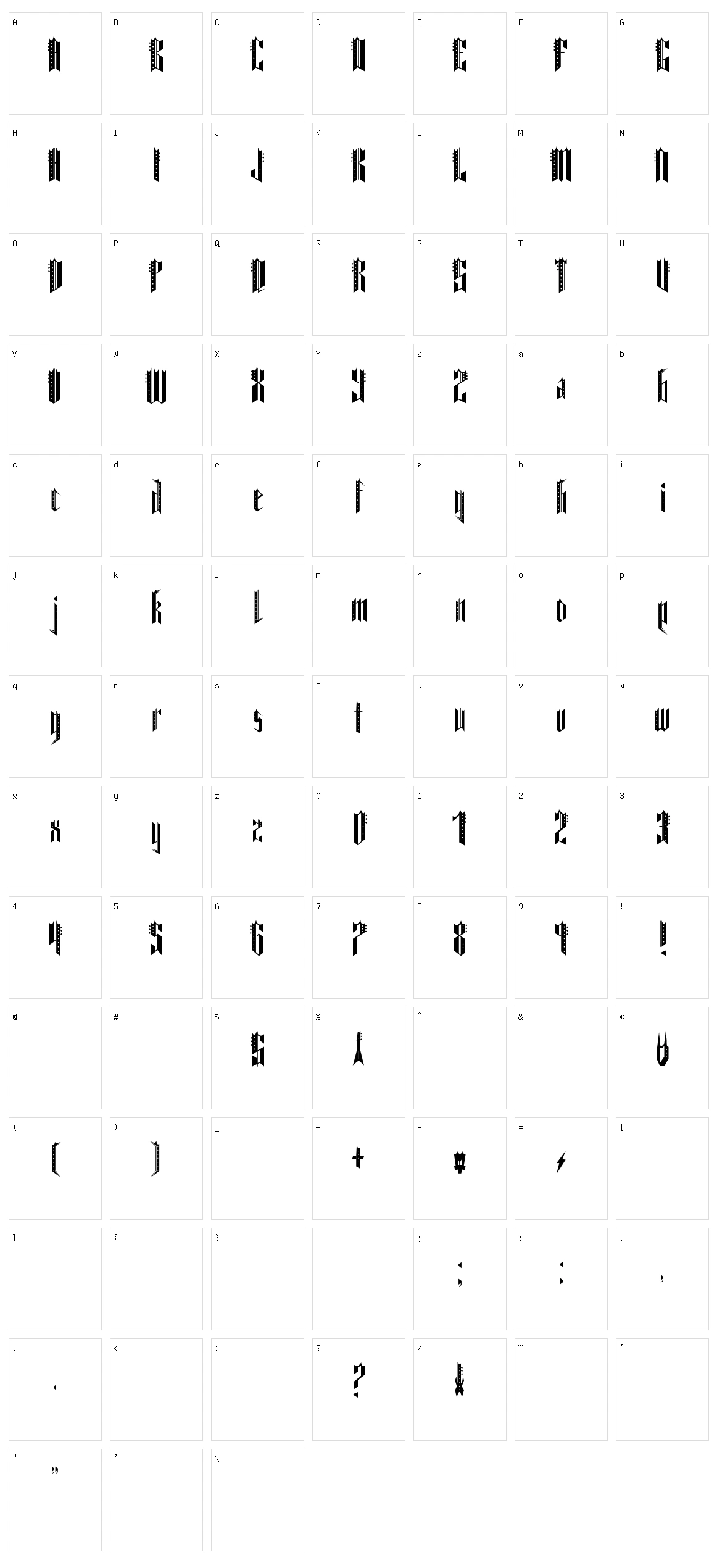 Dark Metal Character Set