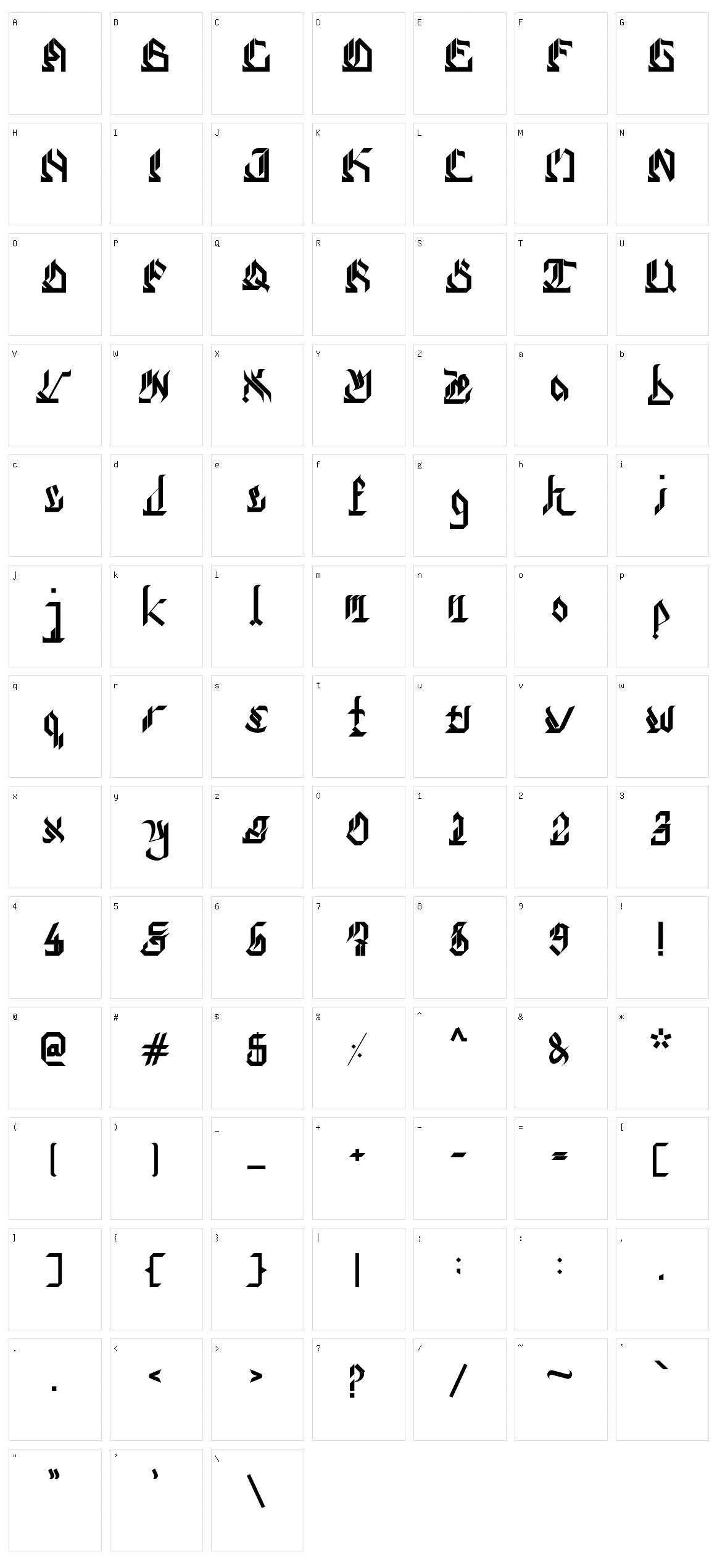 Darkmoon Character Set