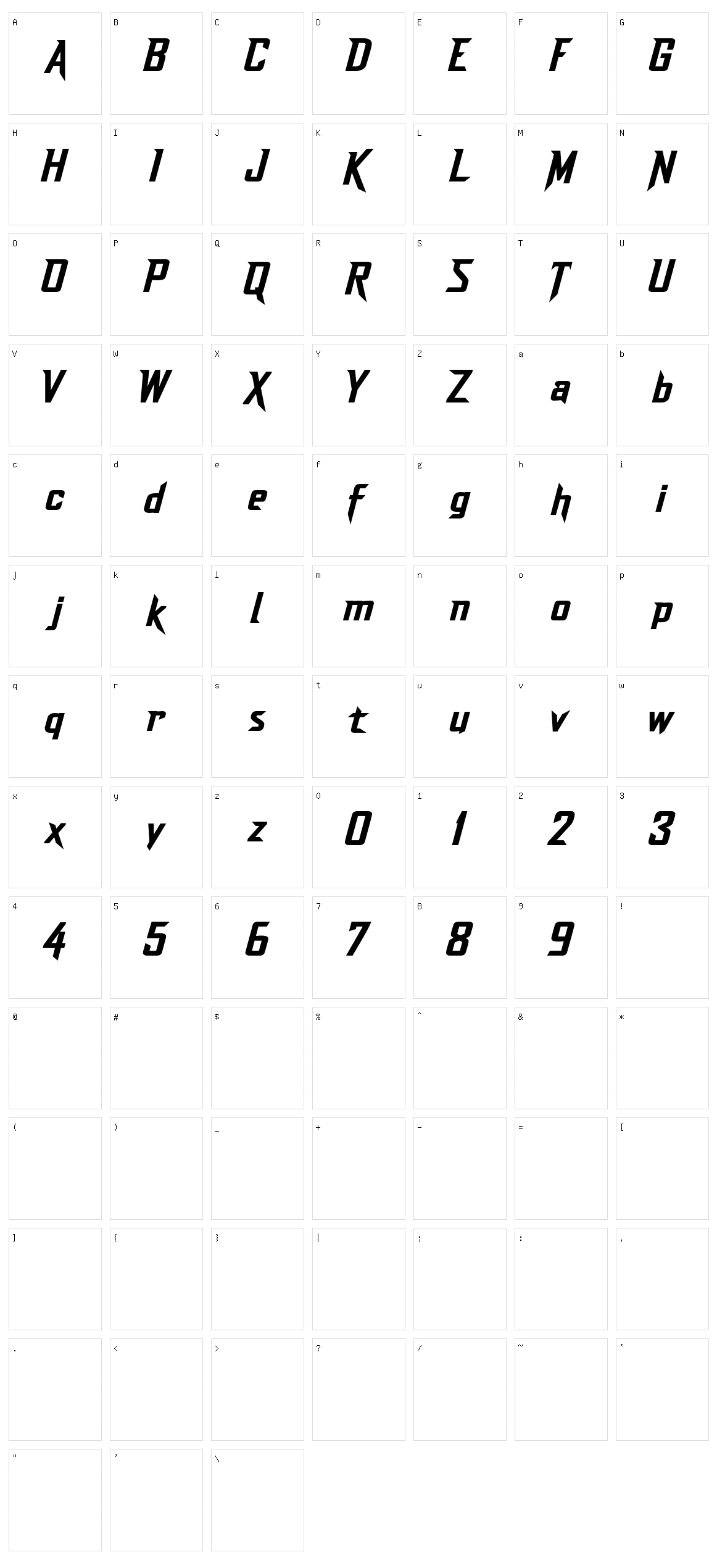 Dash Character Set