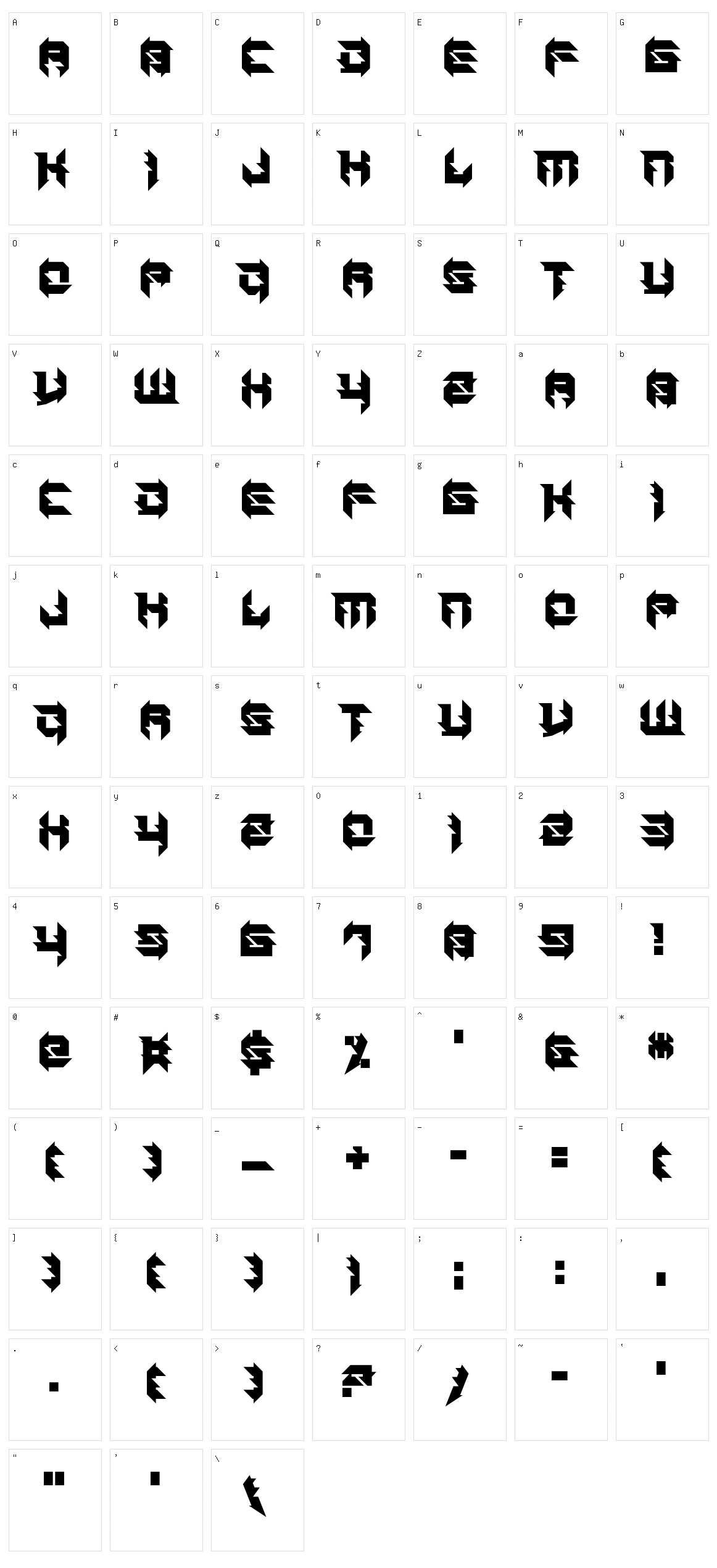 Daughter of a Glitch Character Set