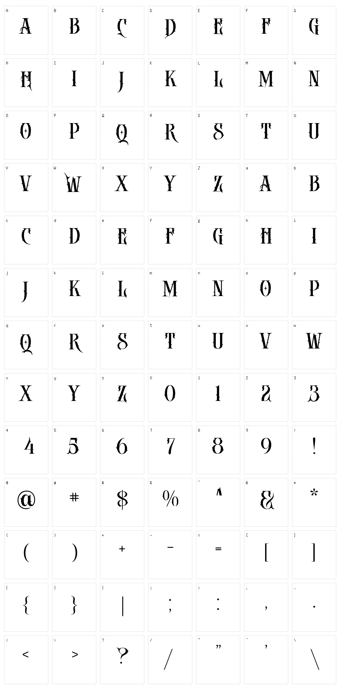 Death Crow Character Set