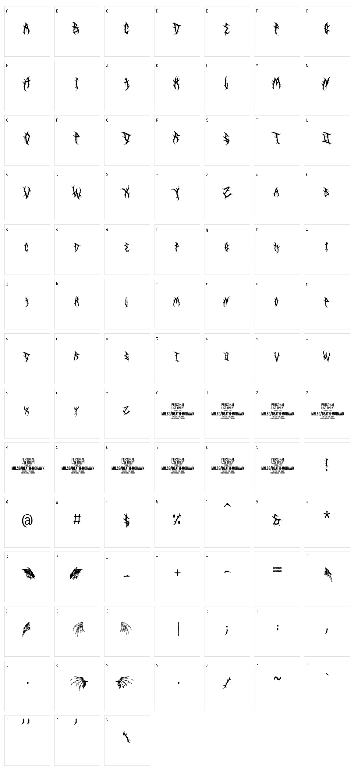 Death Mohawk Character Set