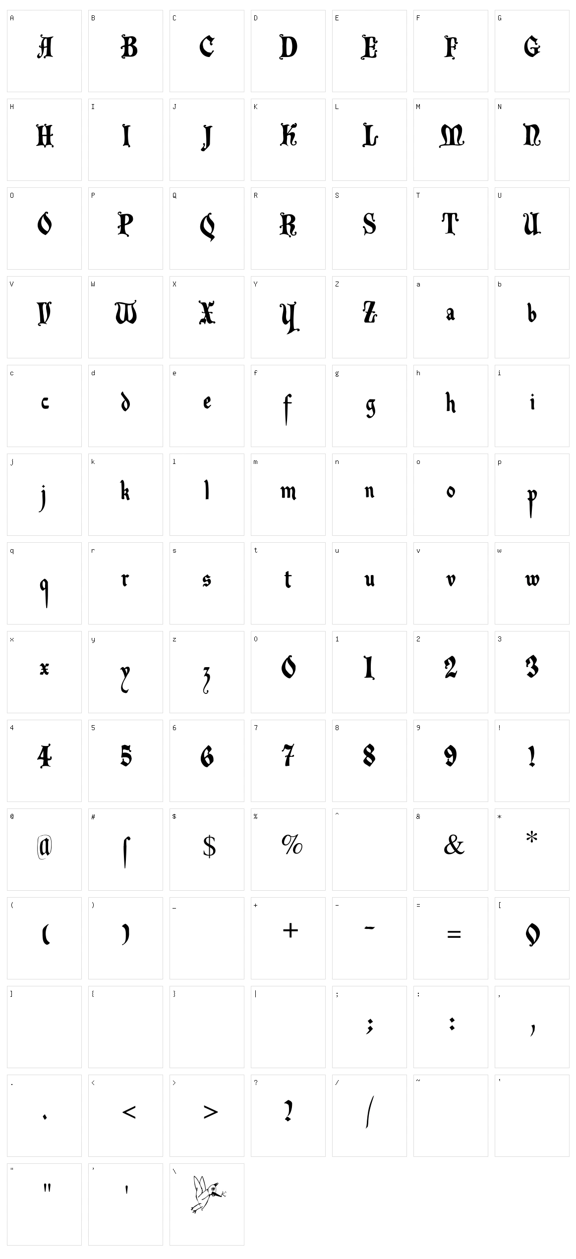 Decadenta Frax Character Set