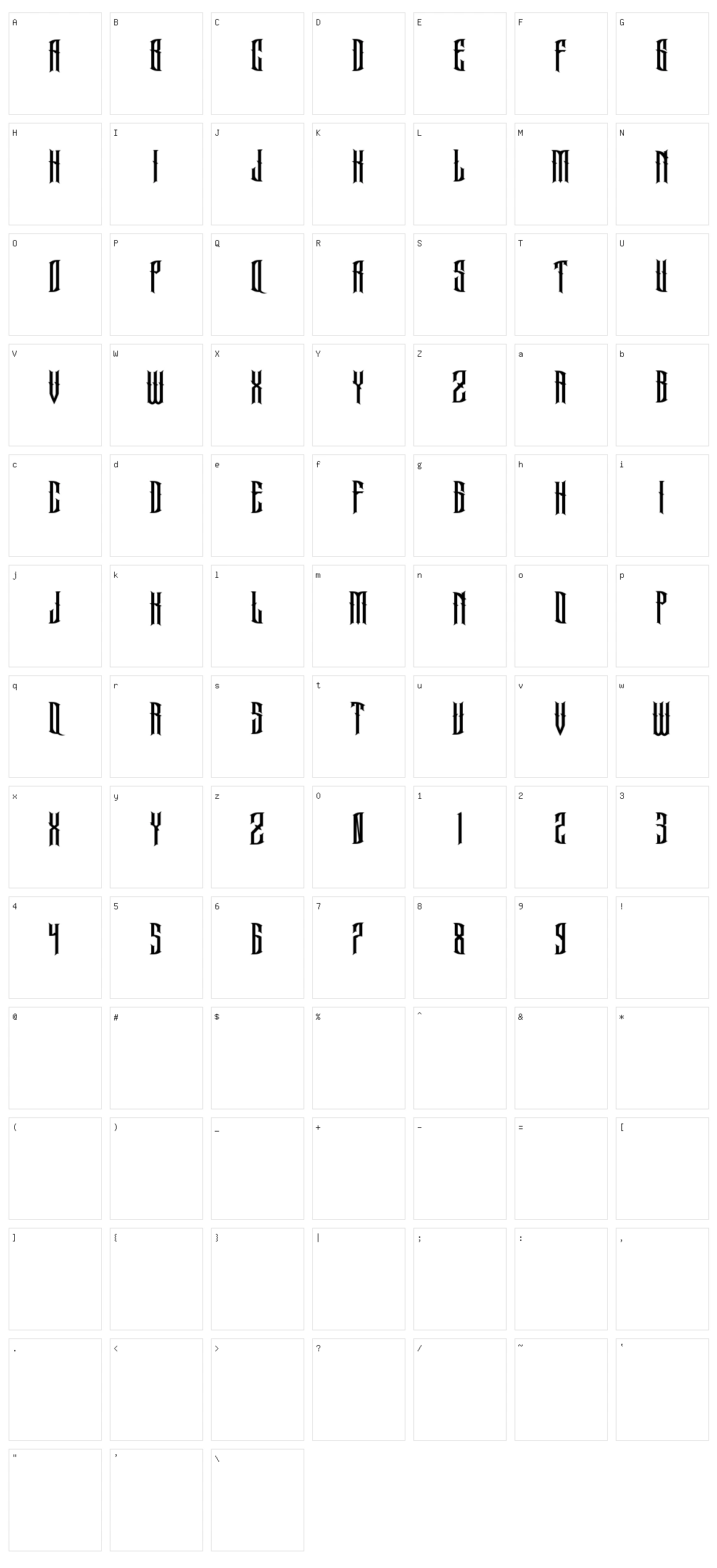 Endma Character Set