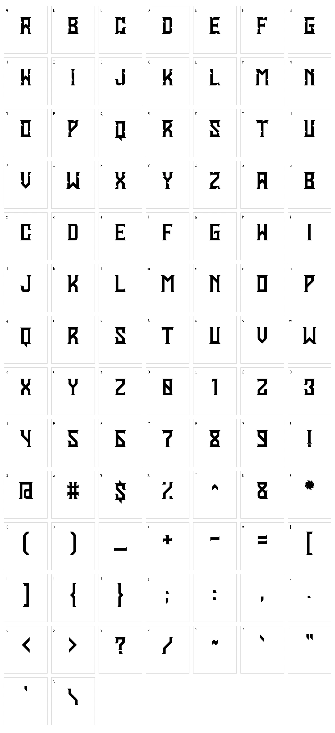 Enguarda Character Set