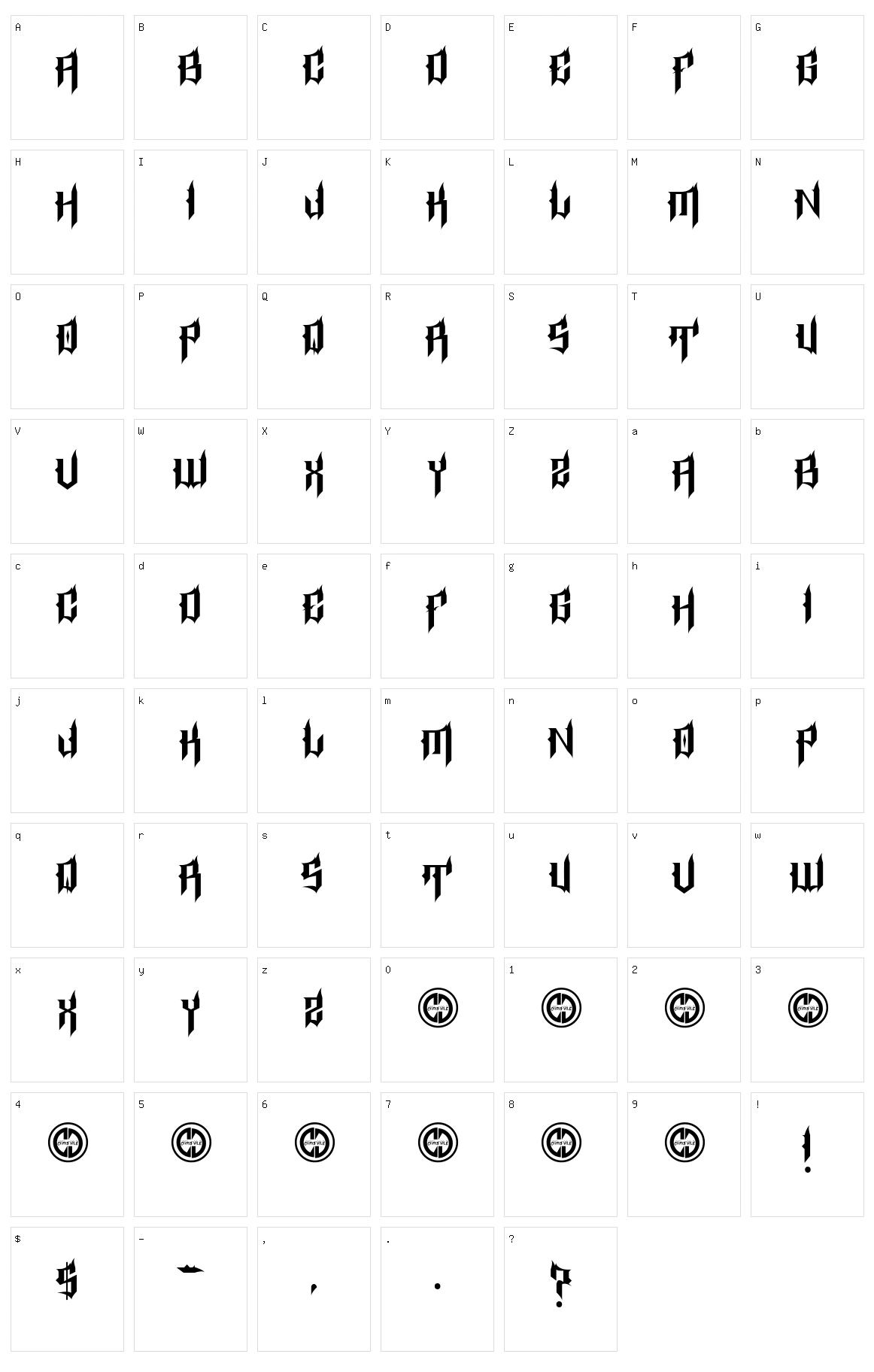 Epitaph Character Set