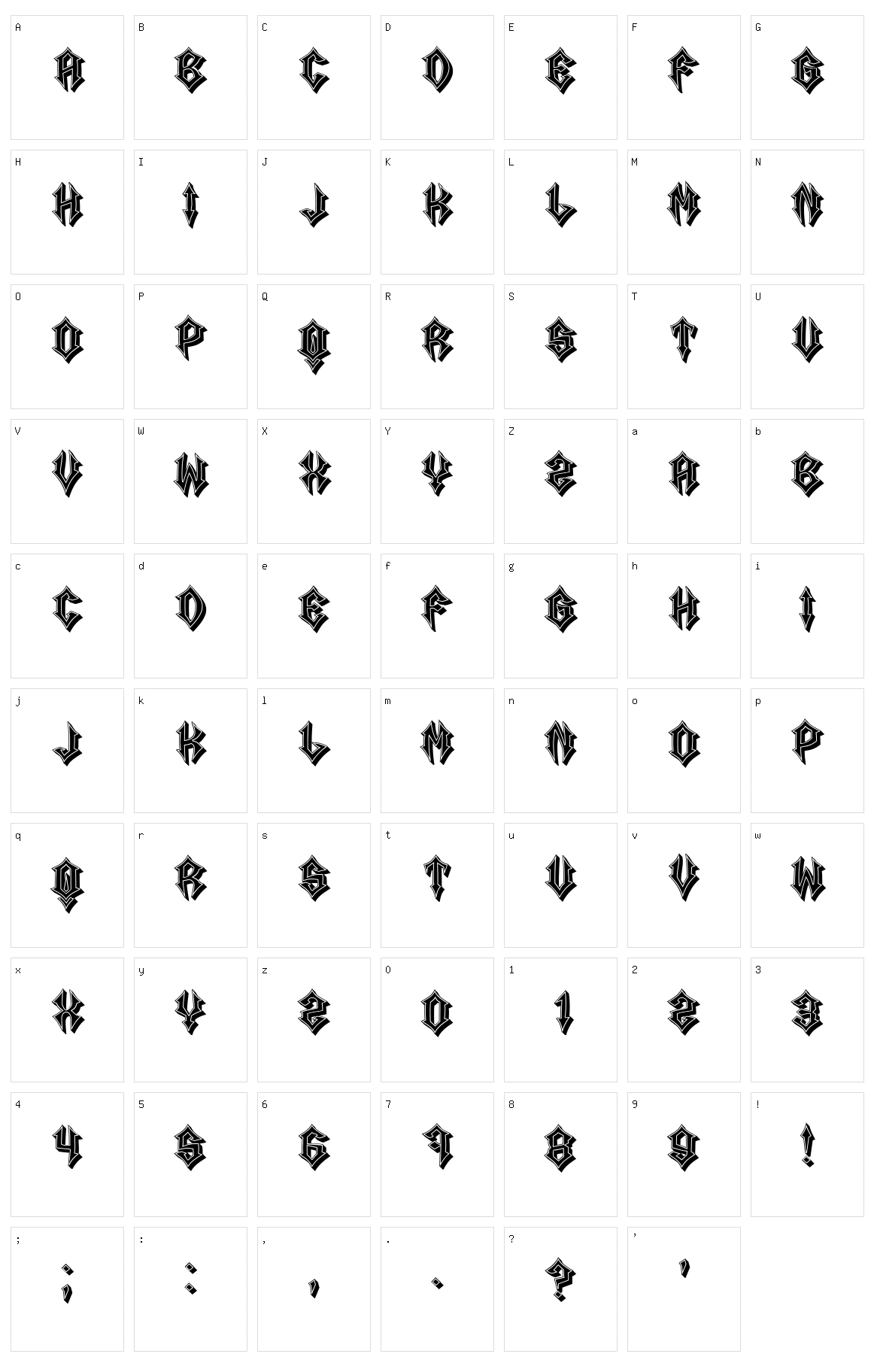 Fahida Character Set