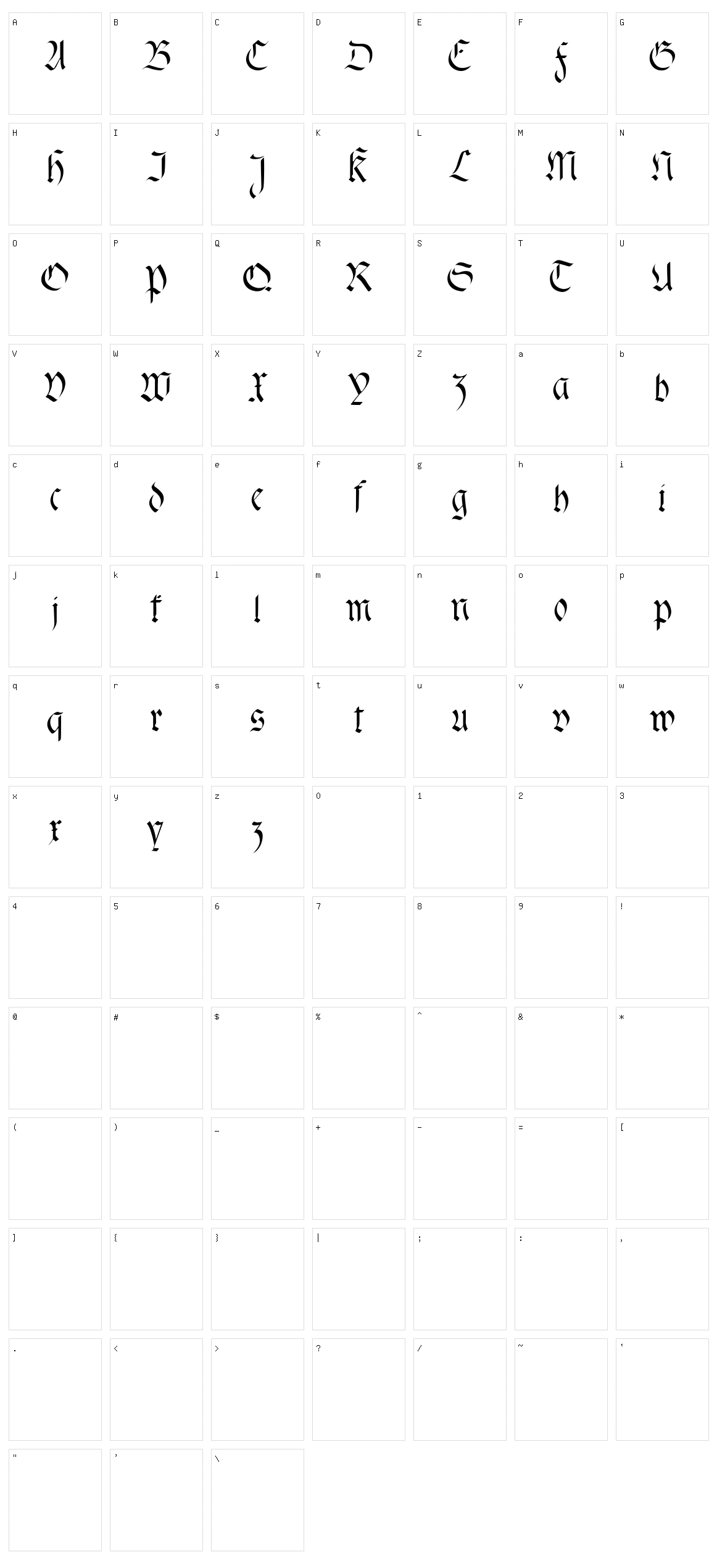 Fracta Character Set