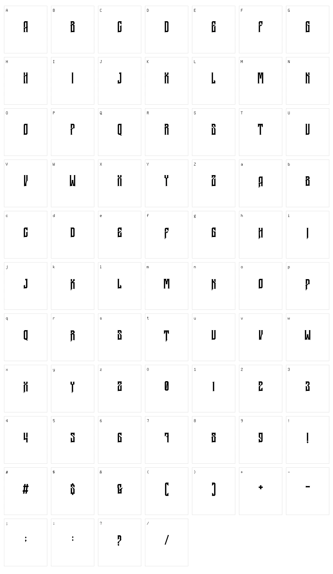 Galocca Character Set