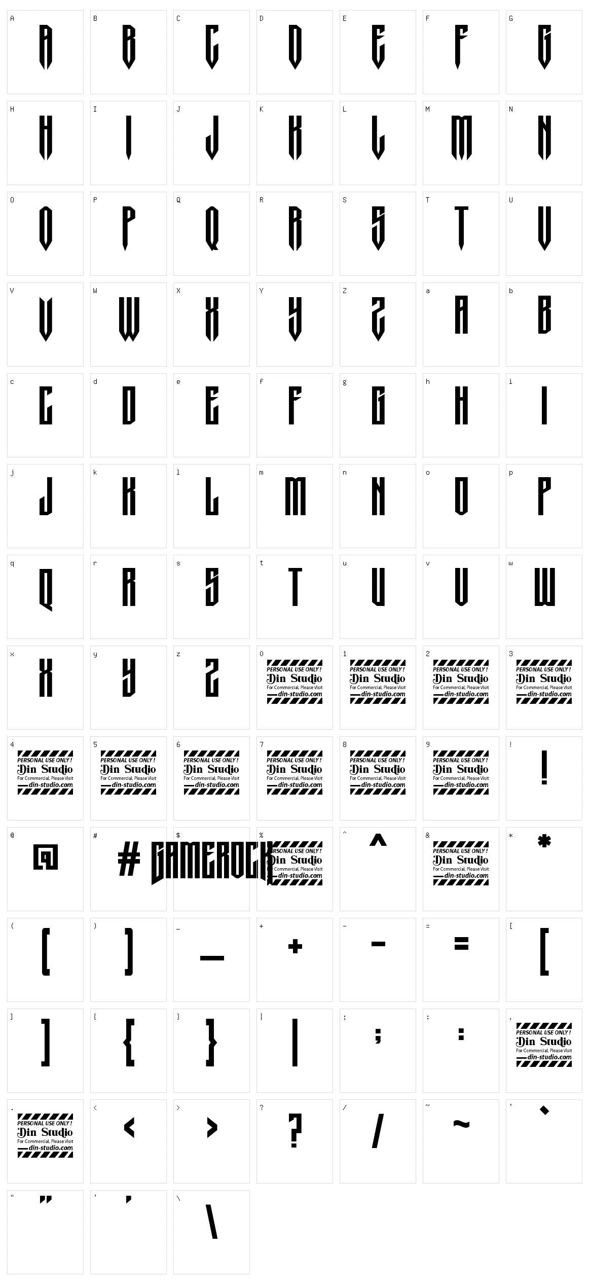 Gamerock Character Set