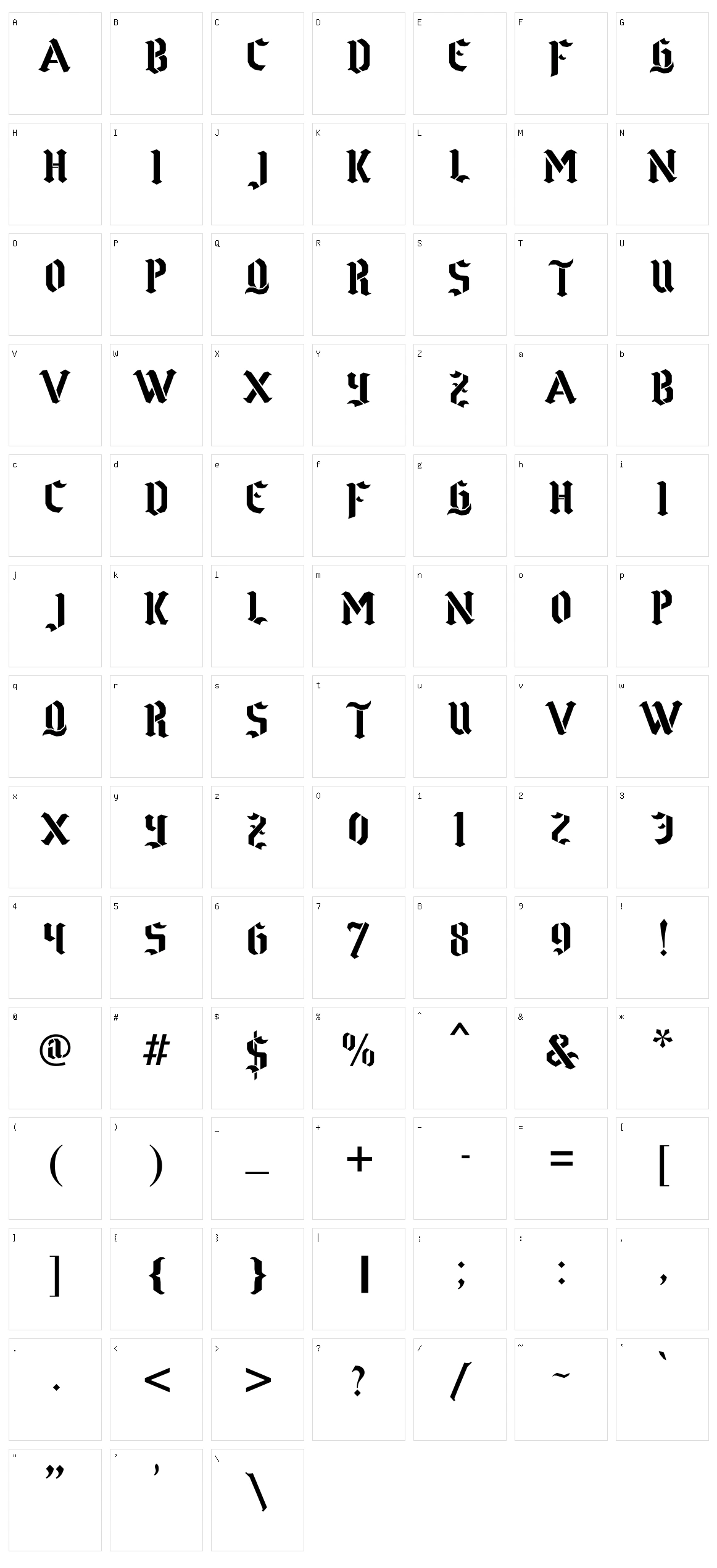 Goth Stencil Character Set