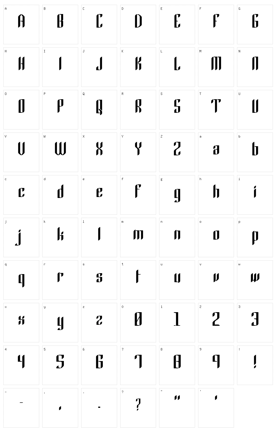 Gothic 45 Character Set