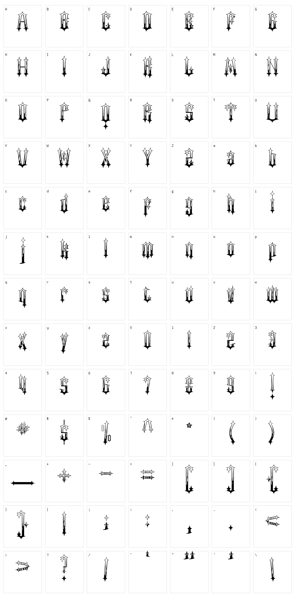 Gothic Flames Character Set