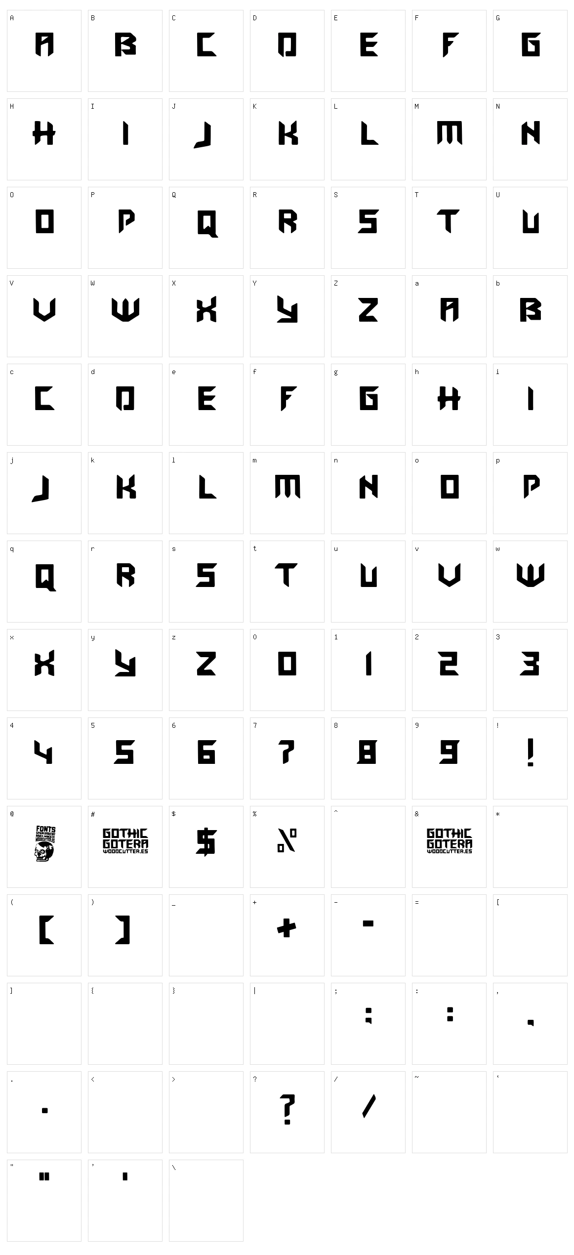 Gothic Gotera Character Set