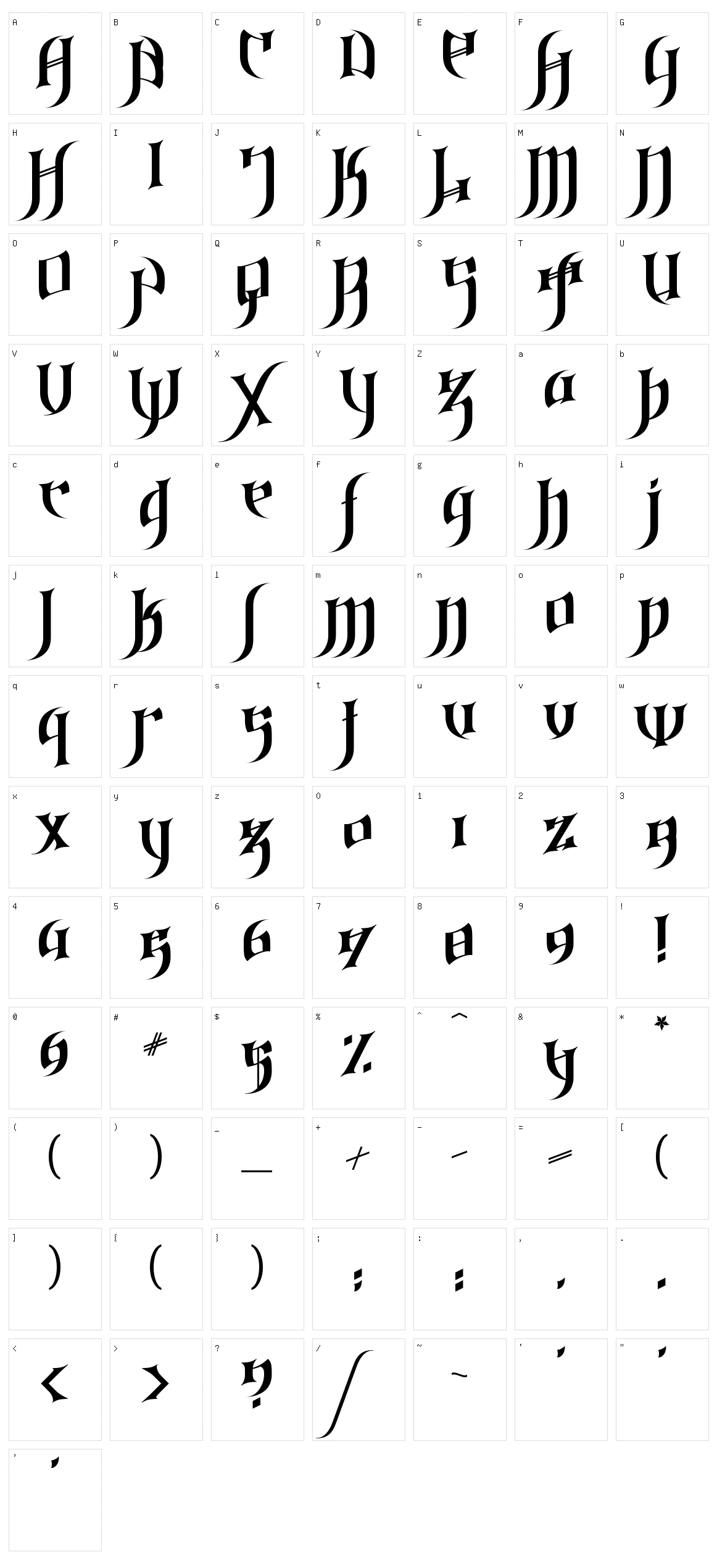 Gothic Love Letters Character Set