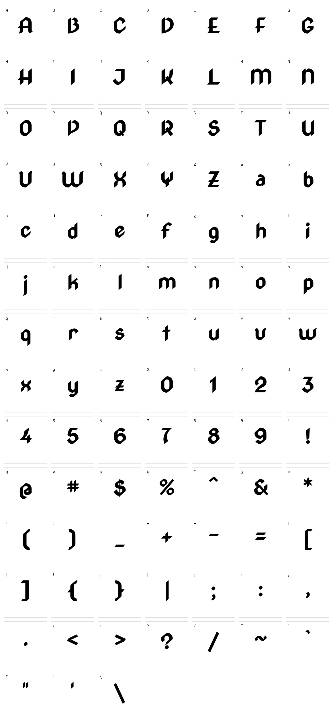 Gothica Character Set