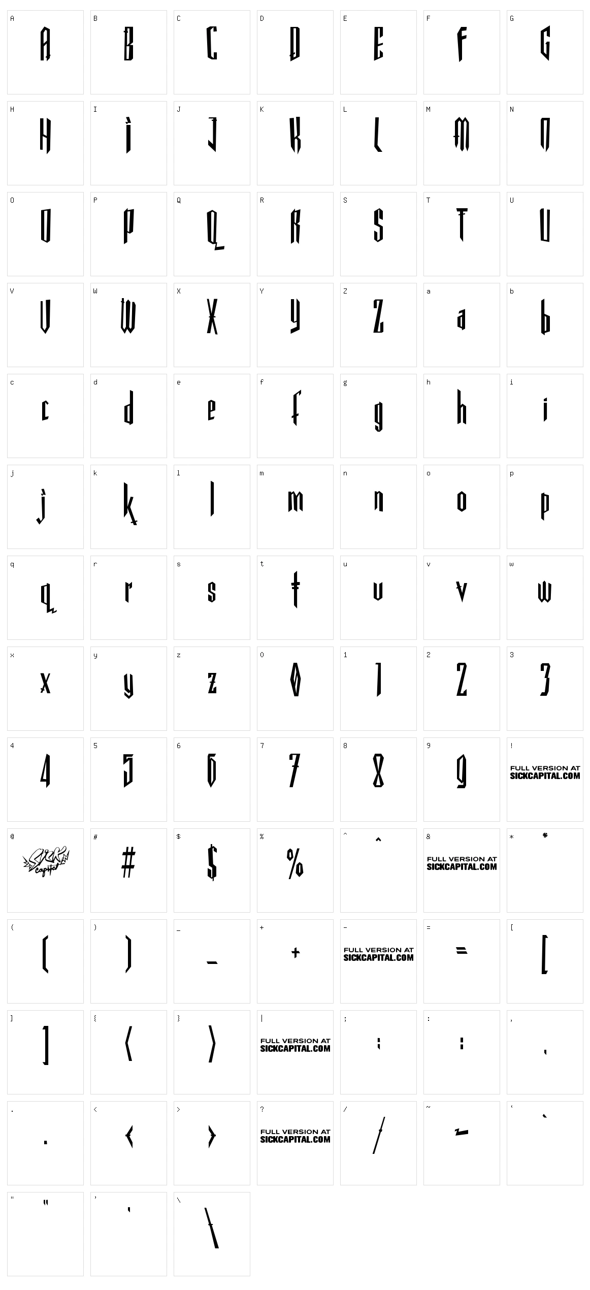 Gothickella Character Set