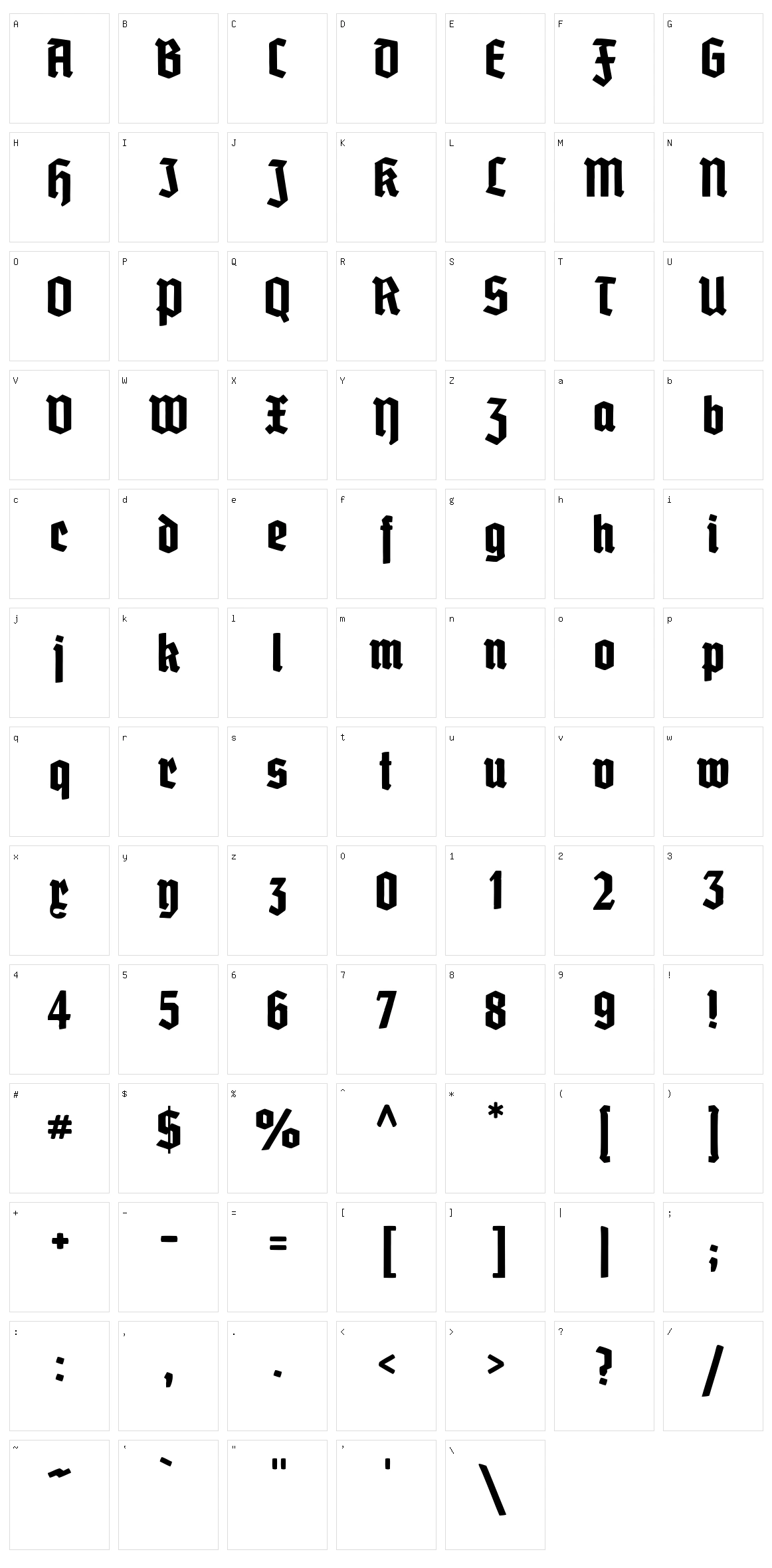 Grobe Deutschmeister Character Set