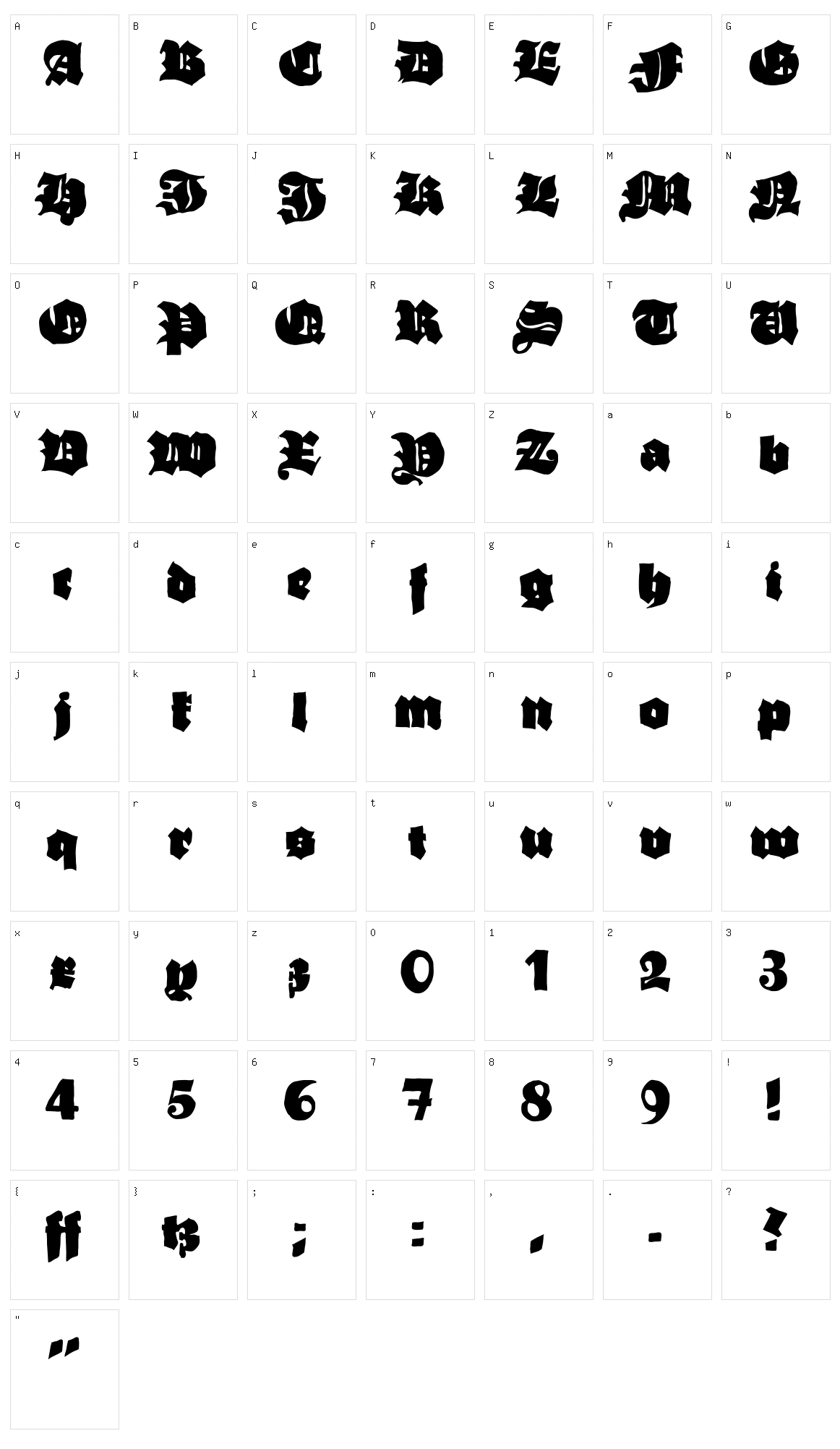 Grobe Hand Character Set
