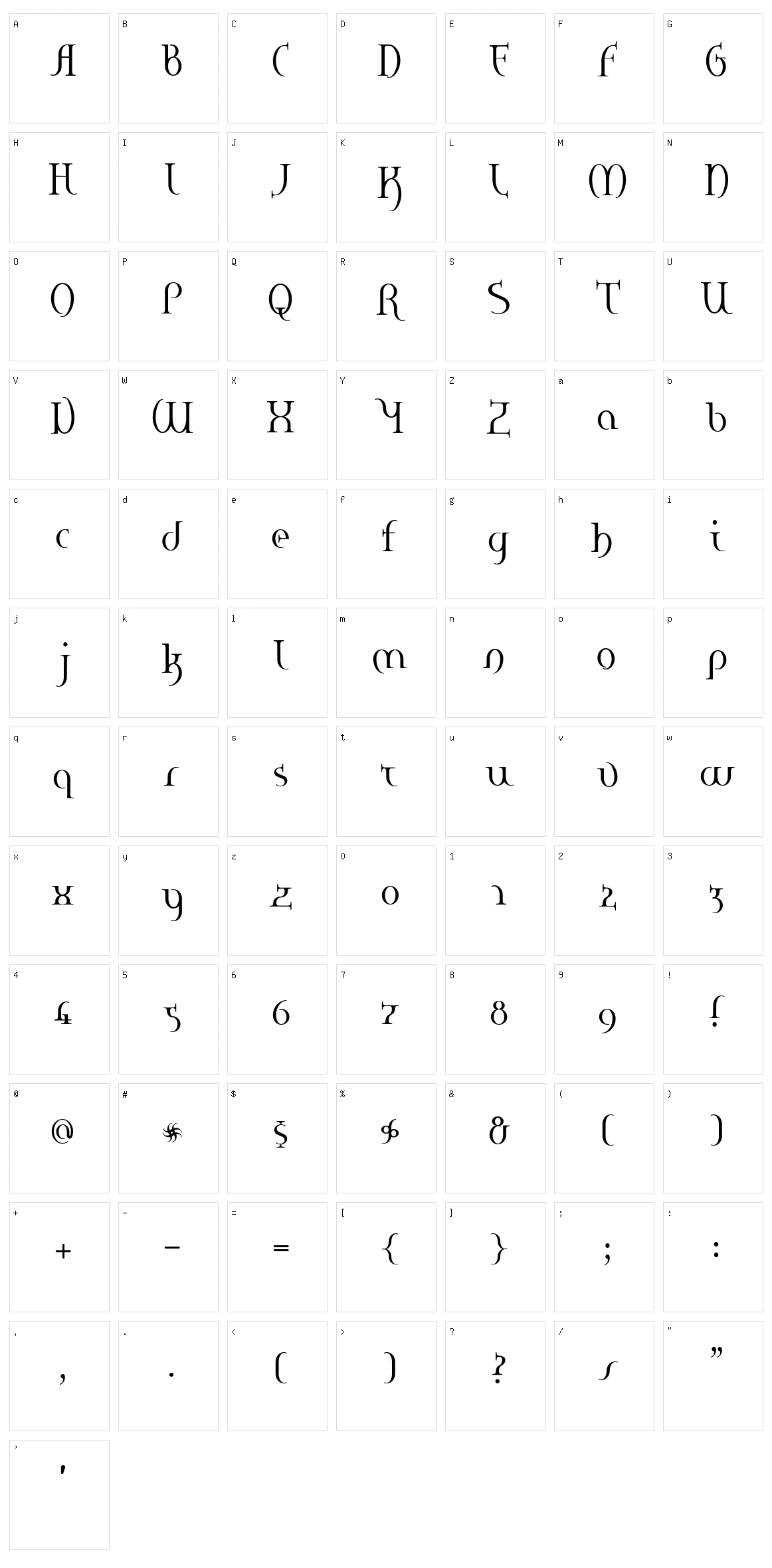 Hane Character Set