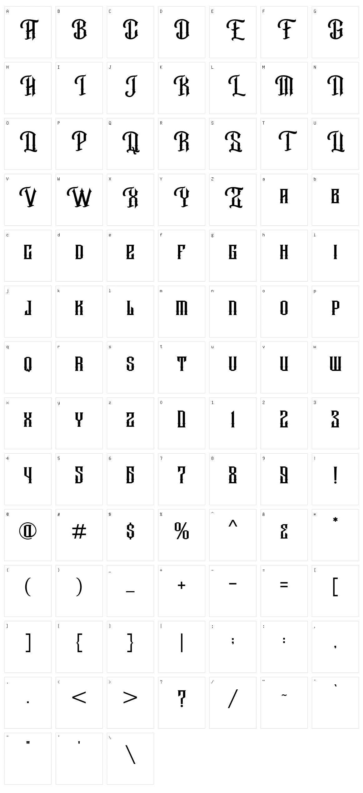 Hanzow Sewick Character Set