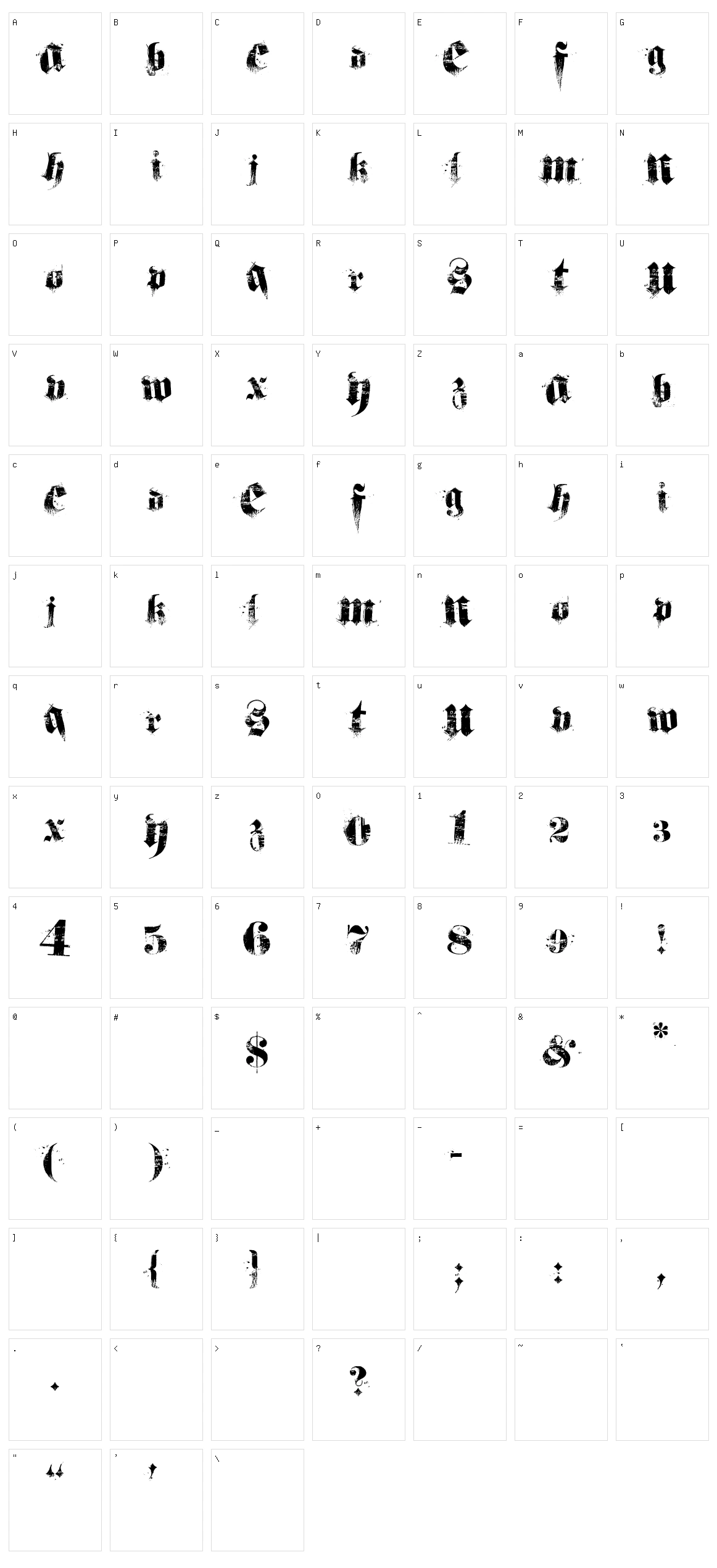 Hardcorium Character Set