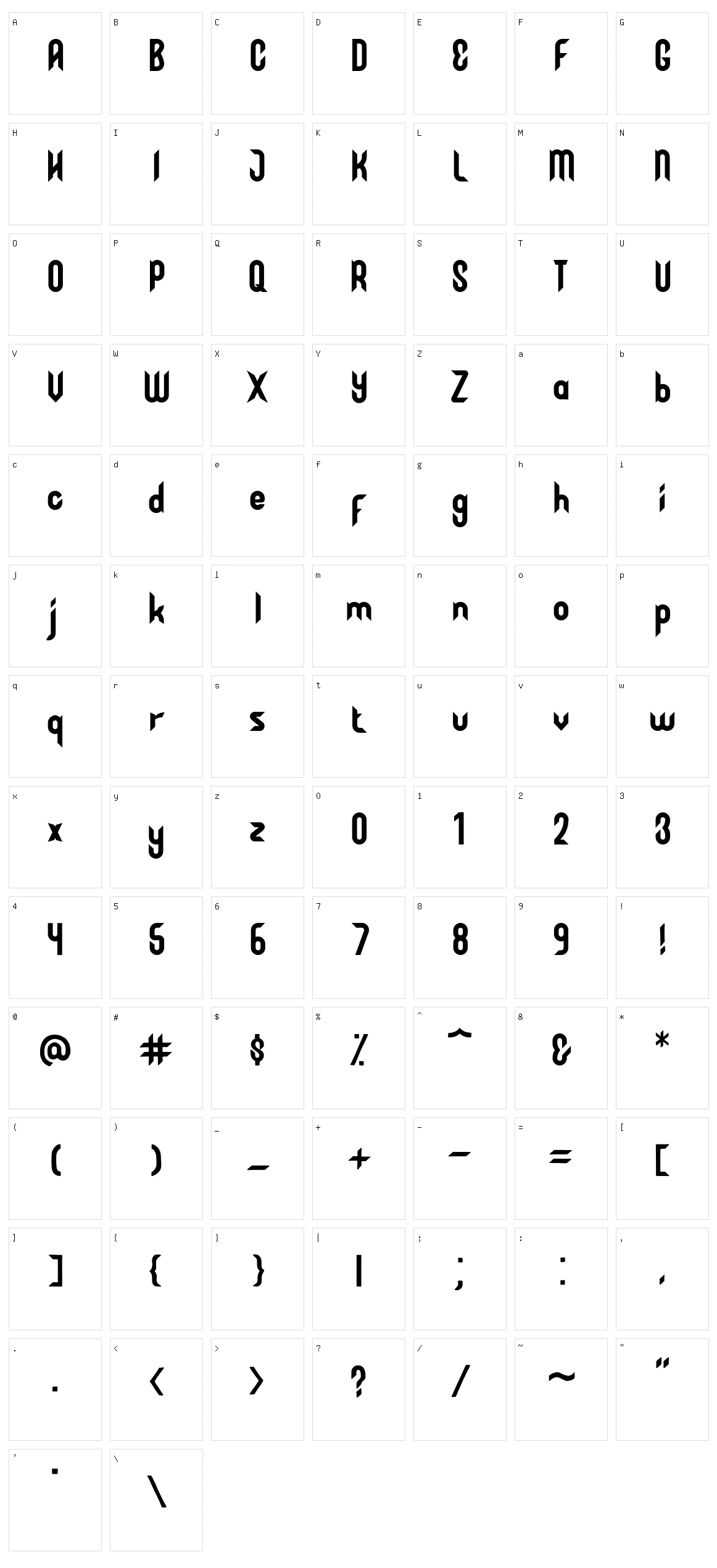 Haster Character Set