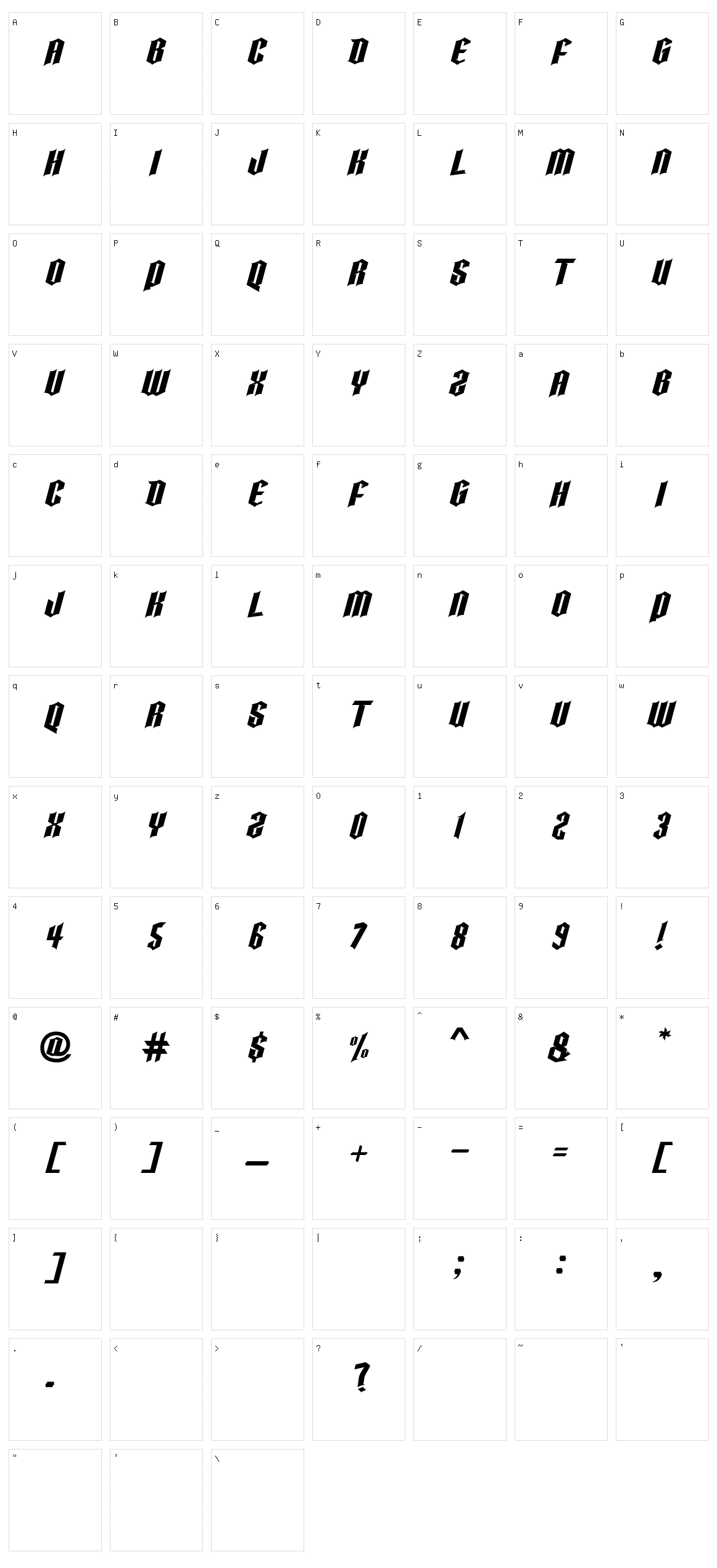 Hellfire Character Set