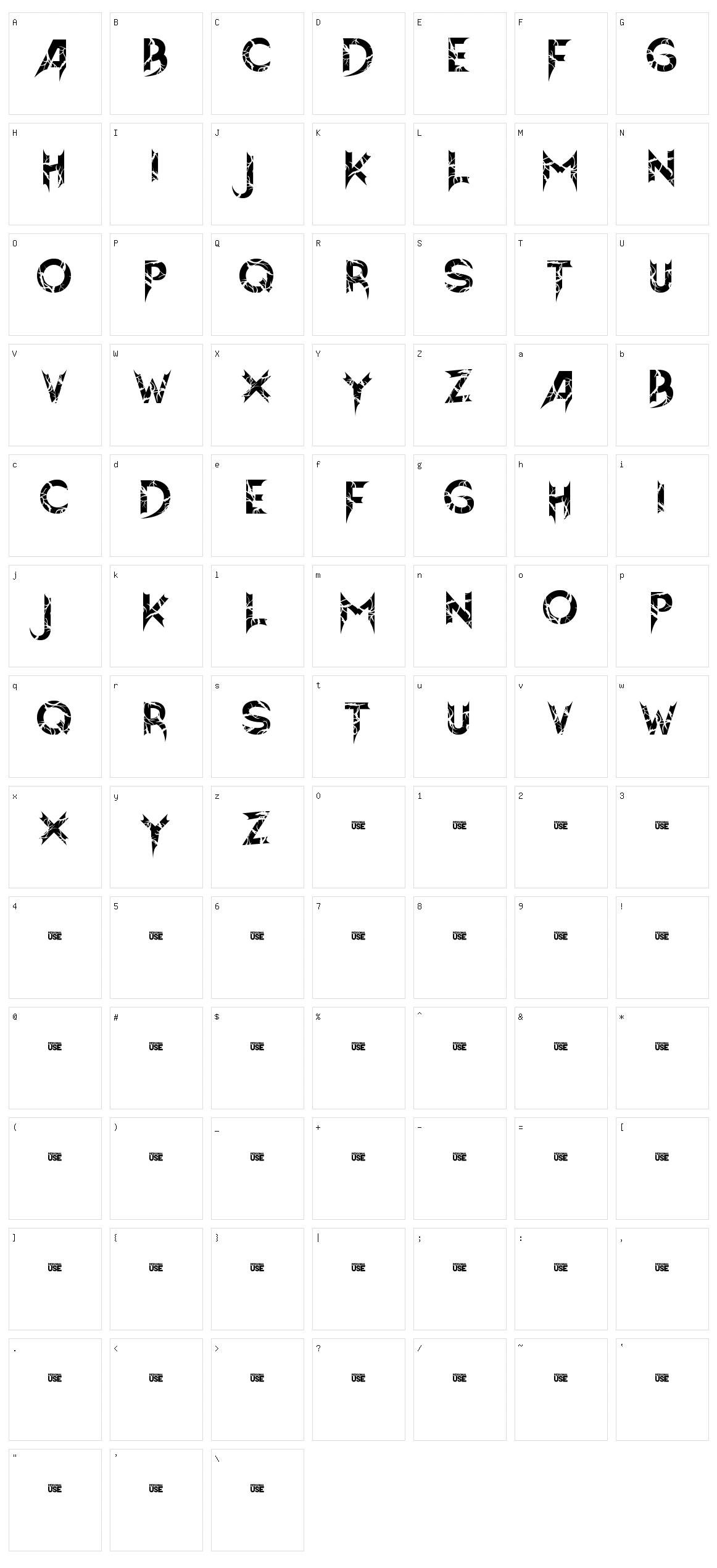 Hellion Character Set