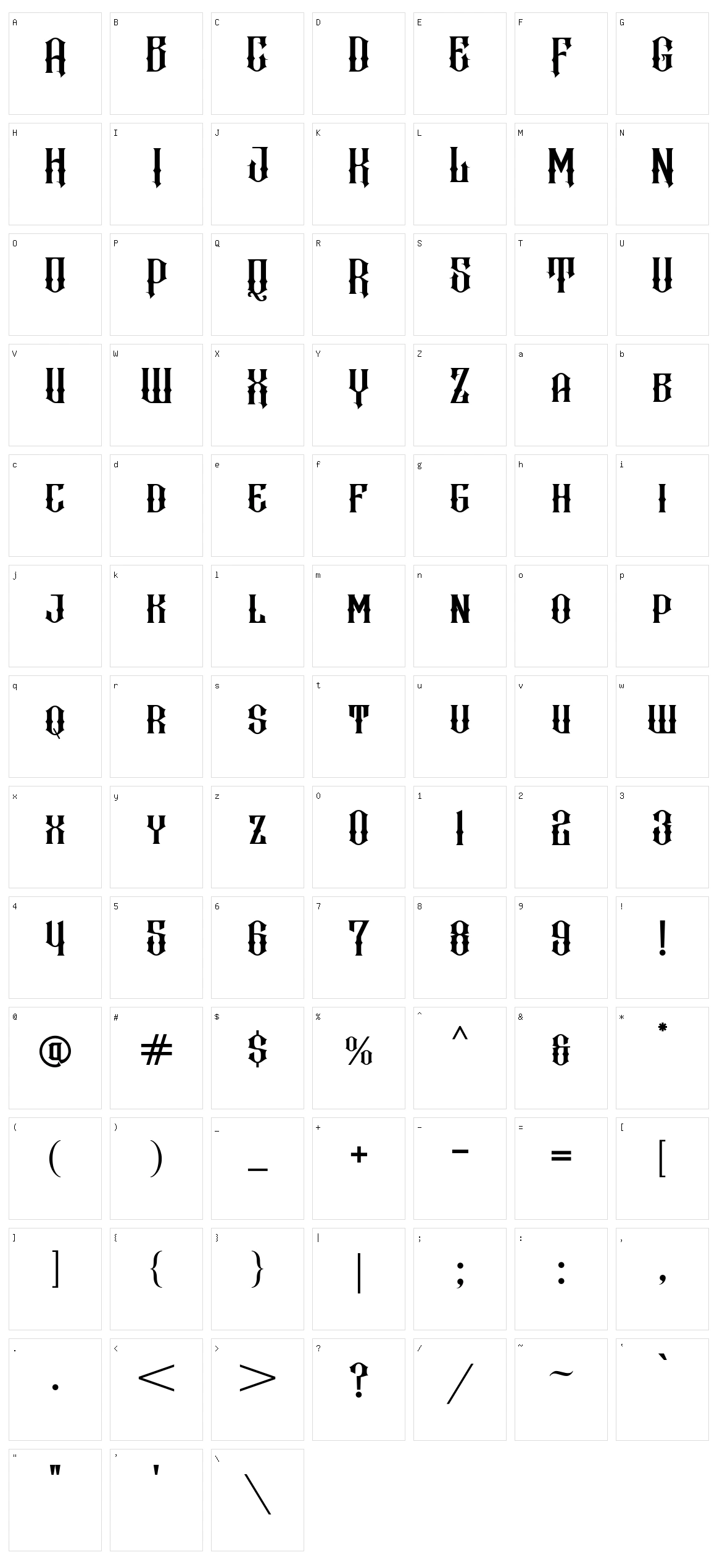 Hewina Character Set