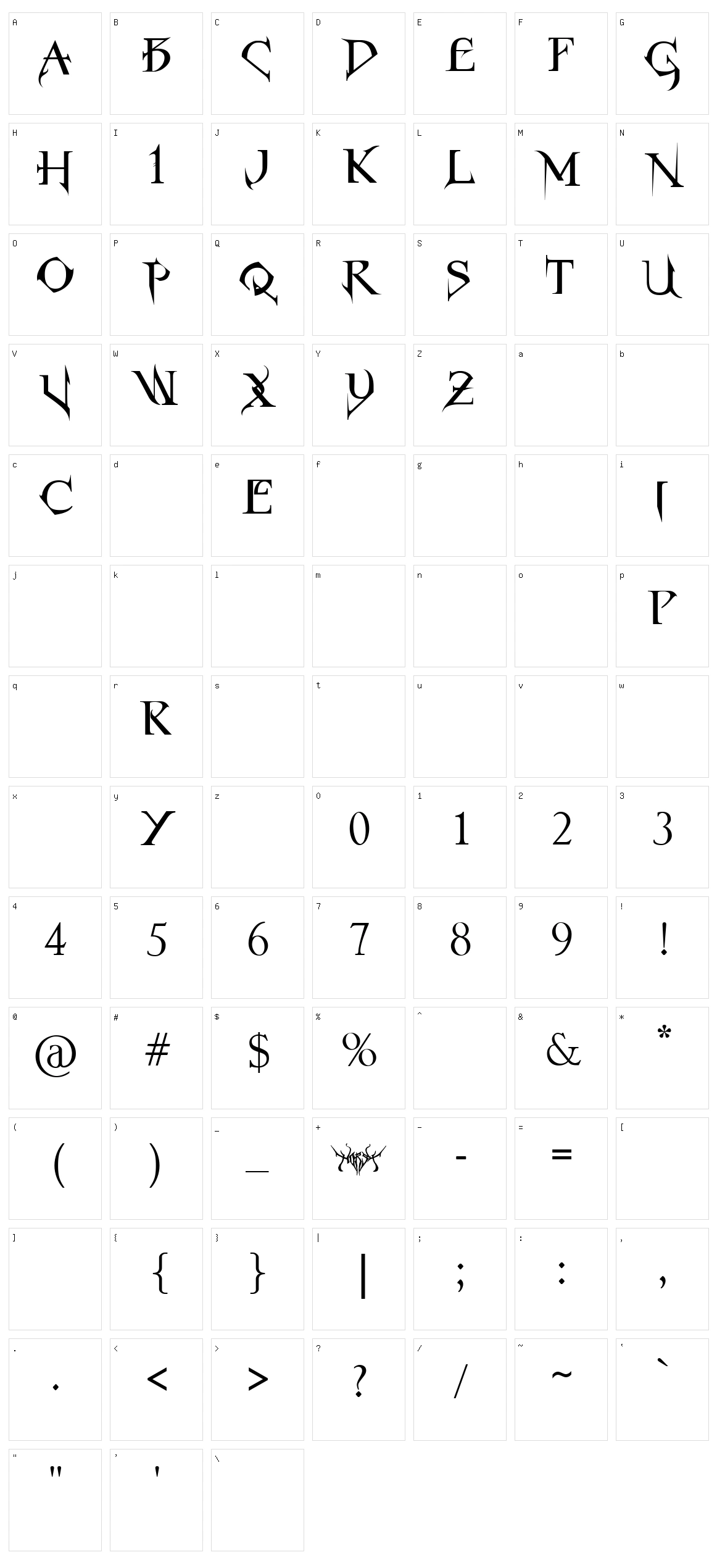 Horst Roman Gothic Character Set