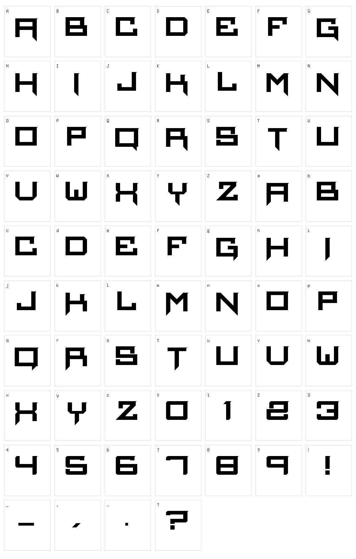 Infierno Character Set