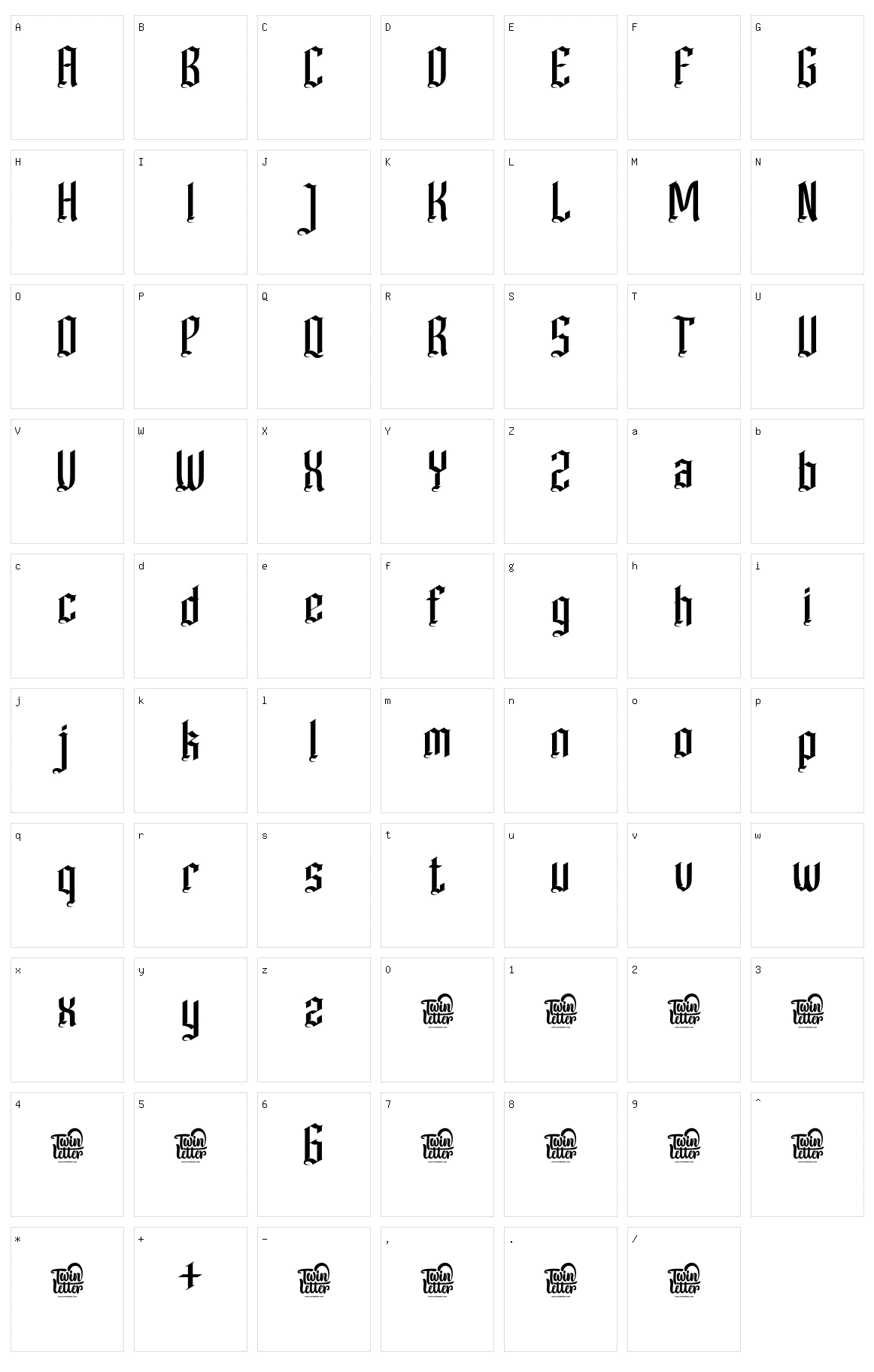 Jarohy Character Set