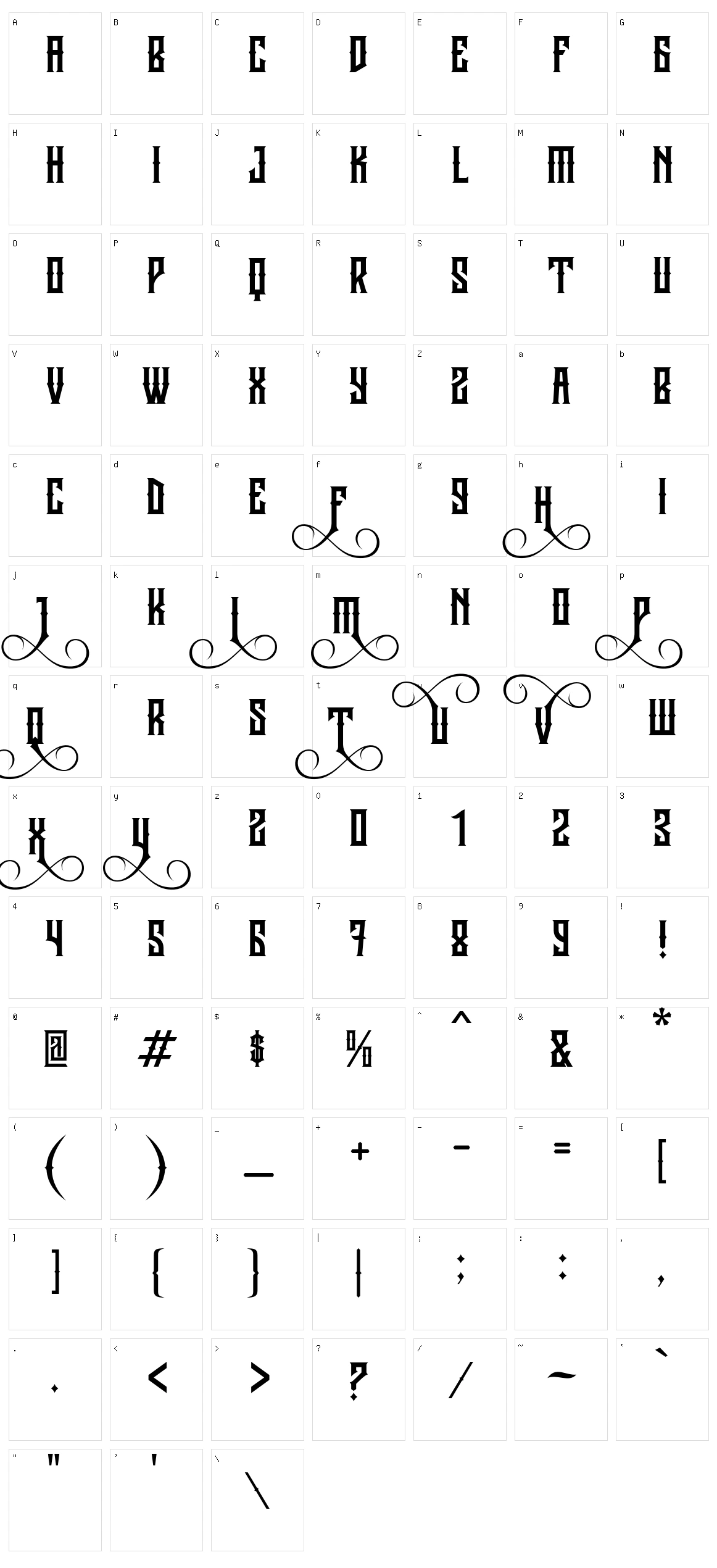 Jibriel Small Caps Character Set